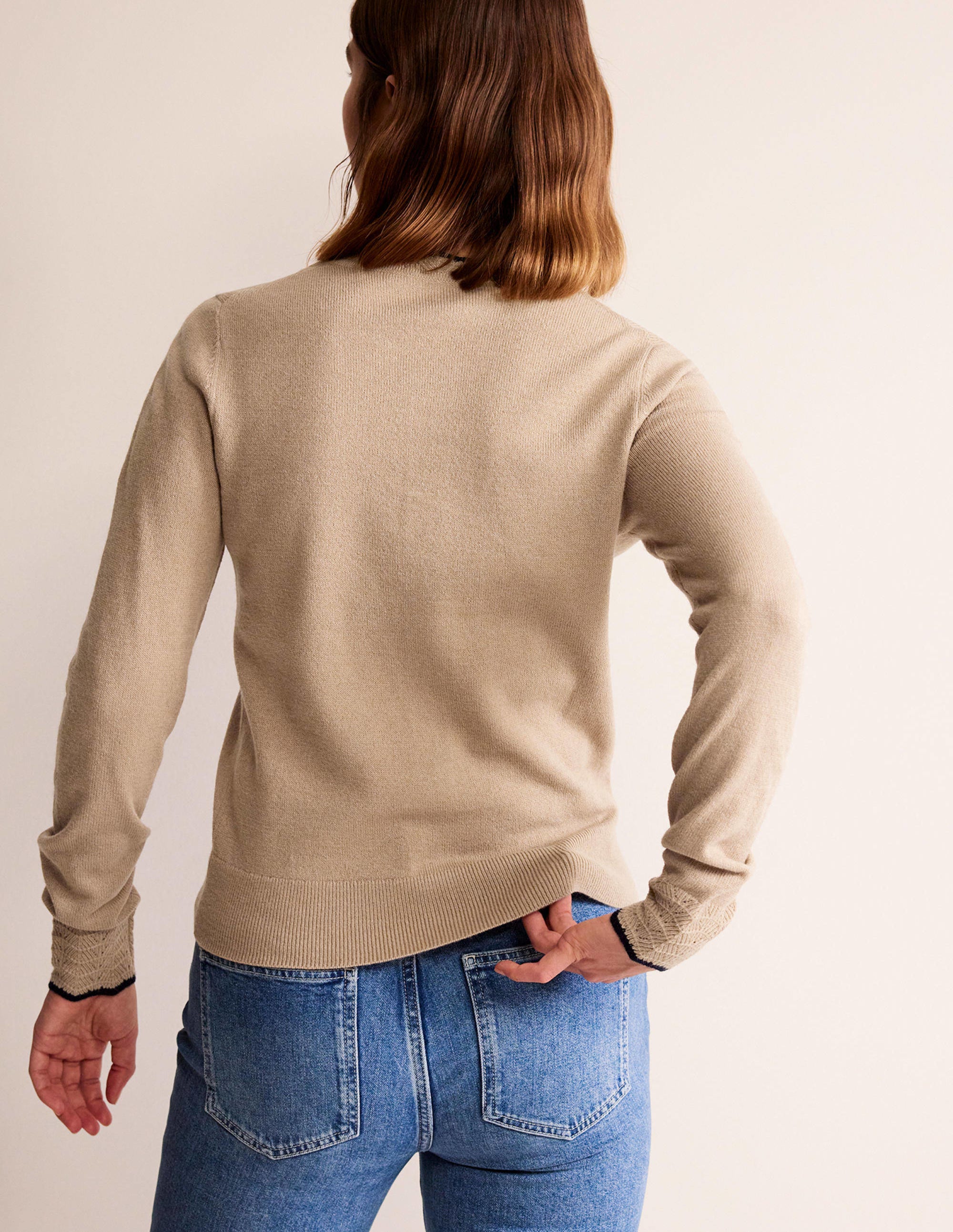 Merino Scallop Cardigan-Camel Melange - Image 3
