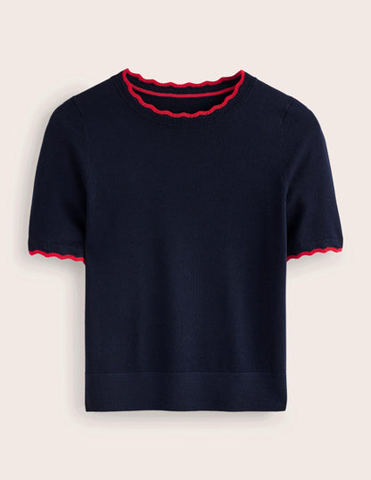 Merino Scalloped T-shirt-Navy-5