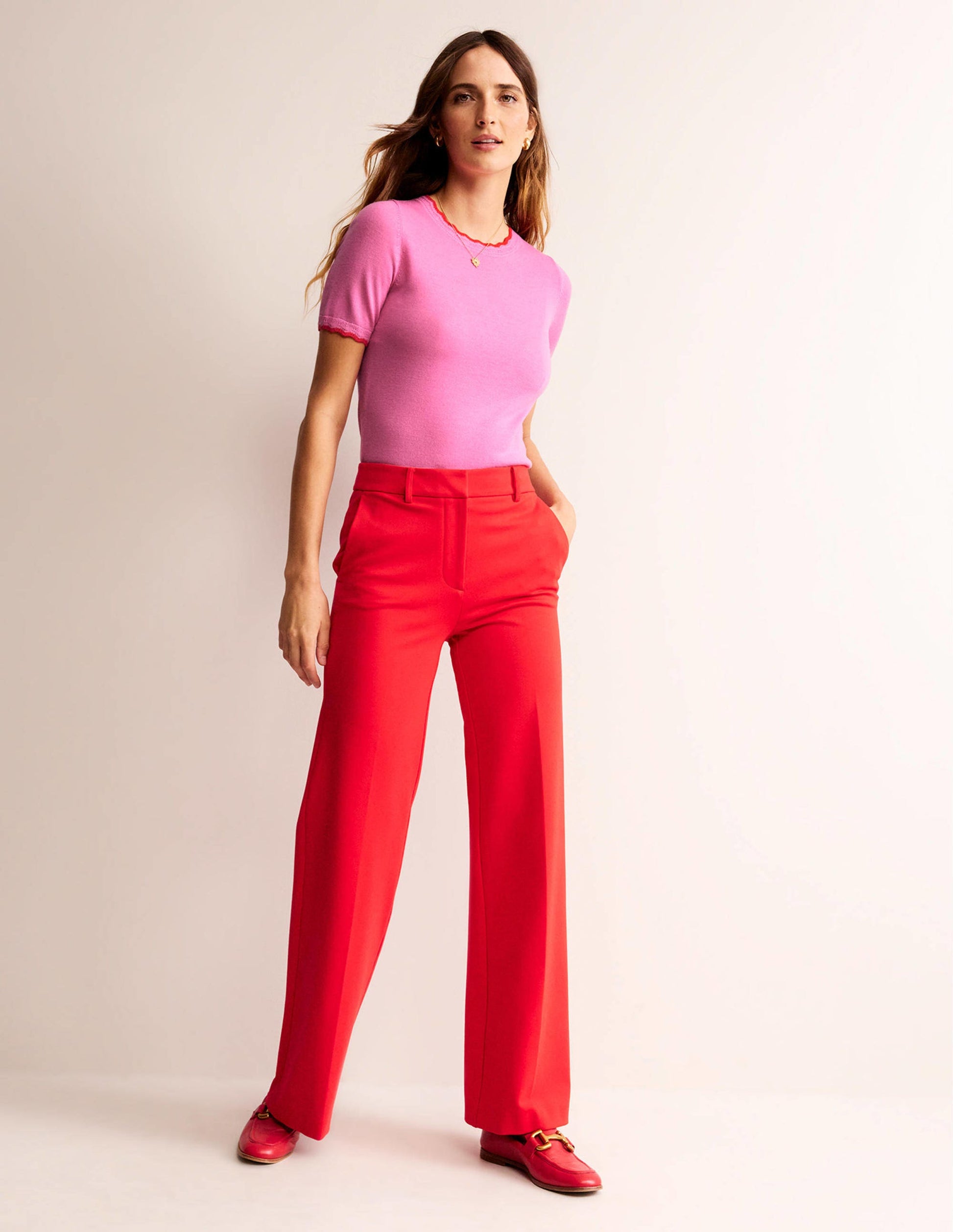 Merino Scalloped T-shirt-Mid Pink-4