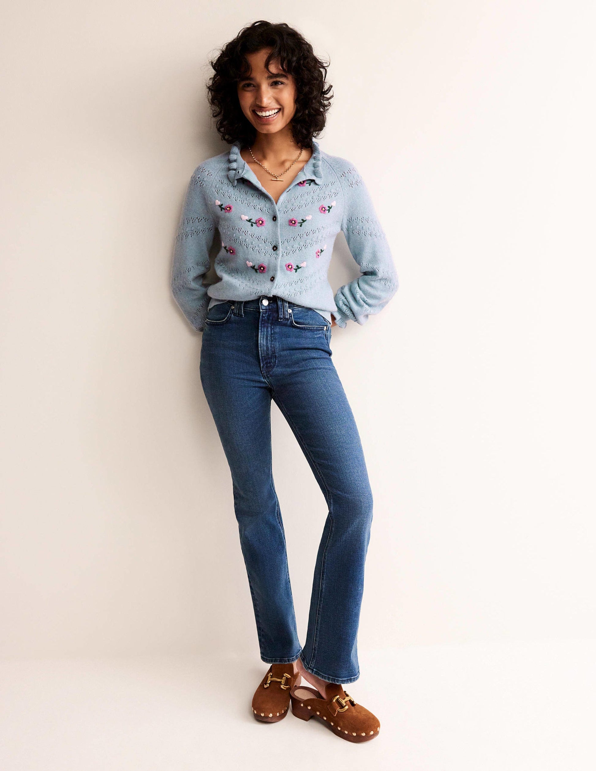 Floral-Embroidered Cardigan-Blue Pebble-4