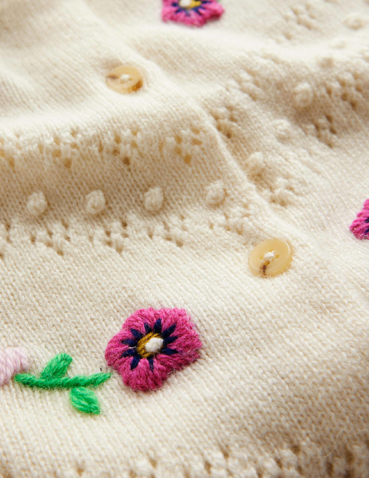 Floral-Embroidered Cardigan-Warm Ivory-6