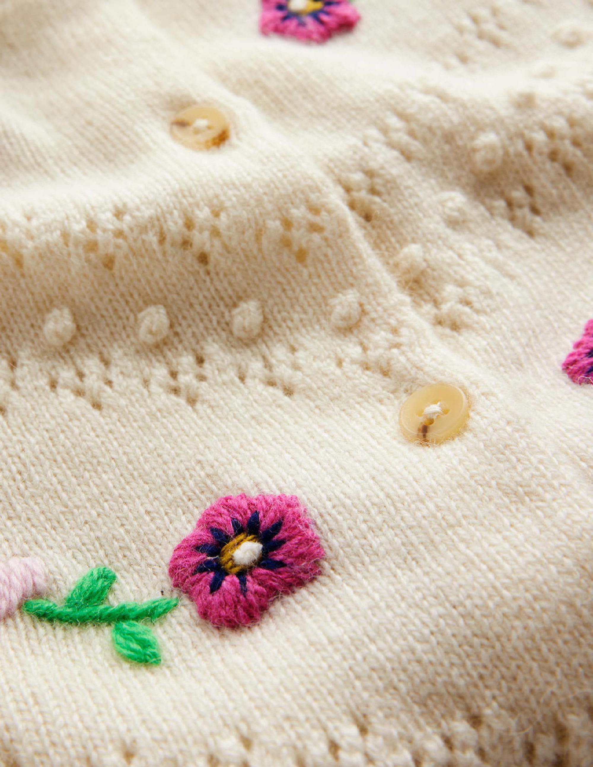 Floral-Embroidered Cardigan-Warm Ivory - Image 6