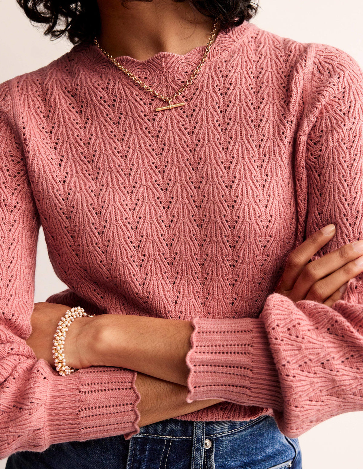 Pointelle Stitch Jumper-Rosetta Blush - Image 2