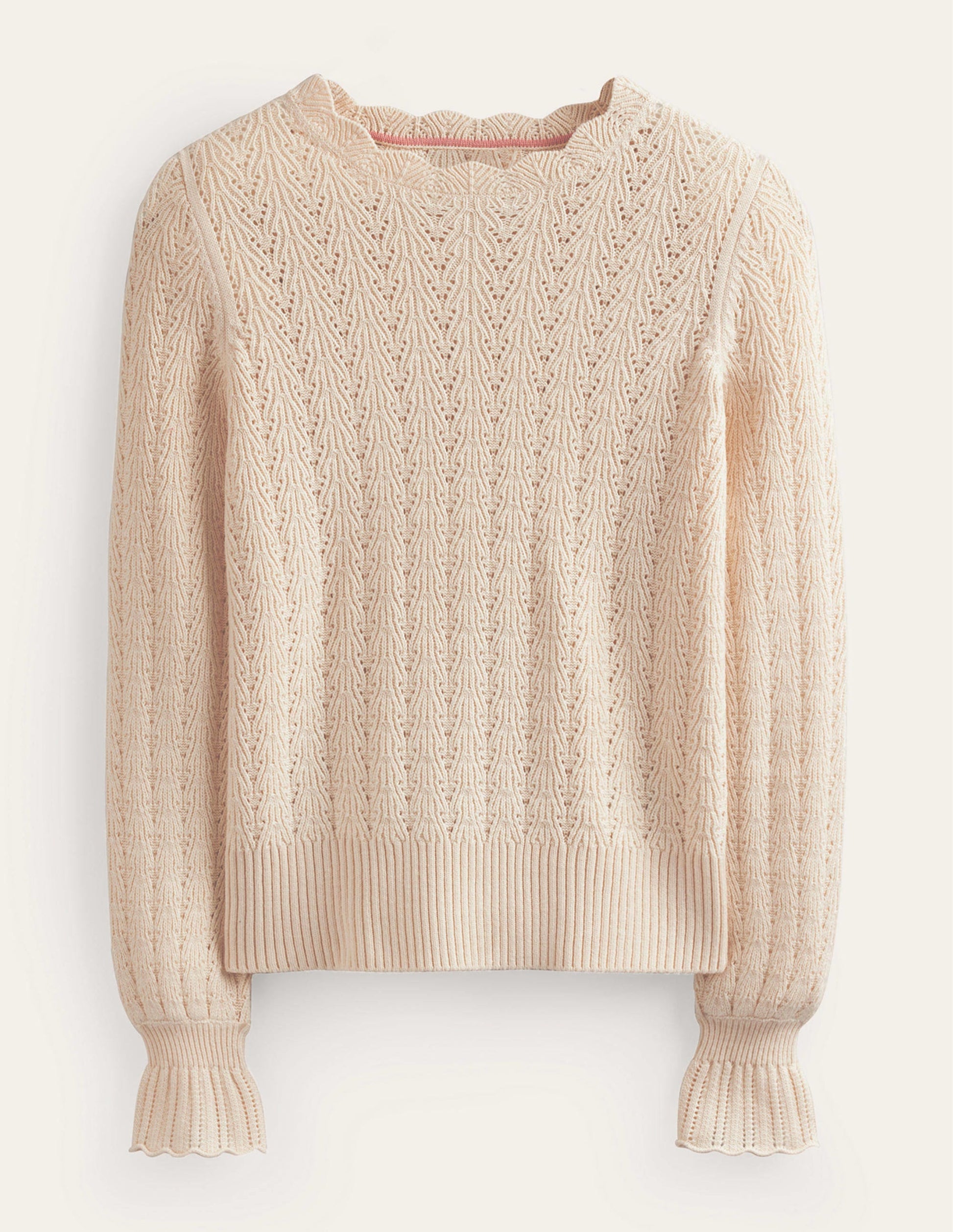 Pointelle Stitch Jumper-Warm Ivory-6