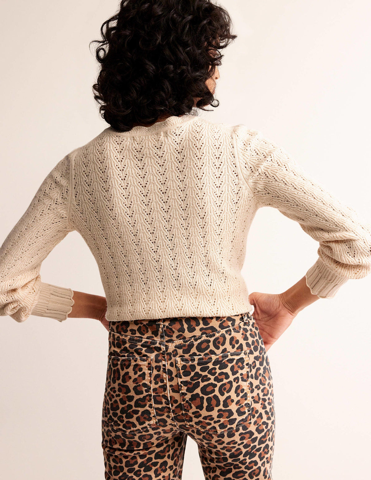 Pointelle Stitch Jumper-Warm Ivory-3