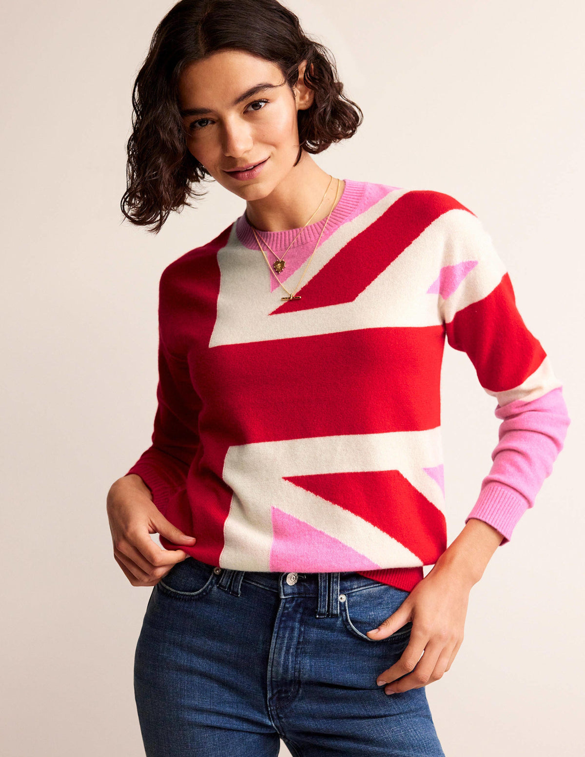 Lydia Cashmere Jumper-Cherry Blossom Melange-1