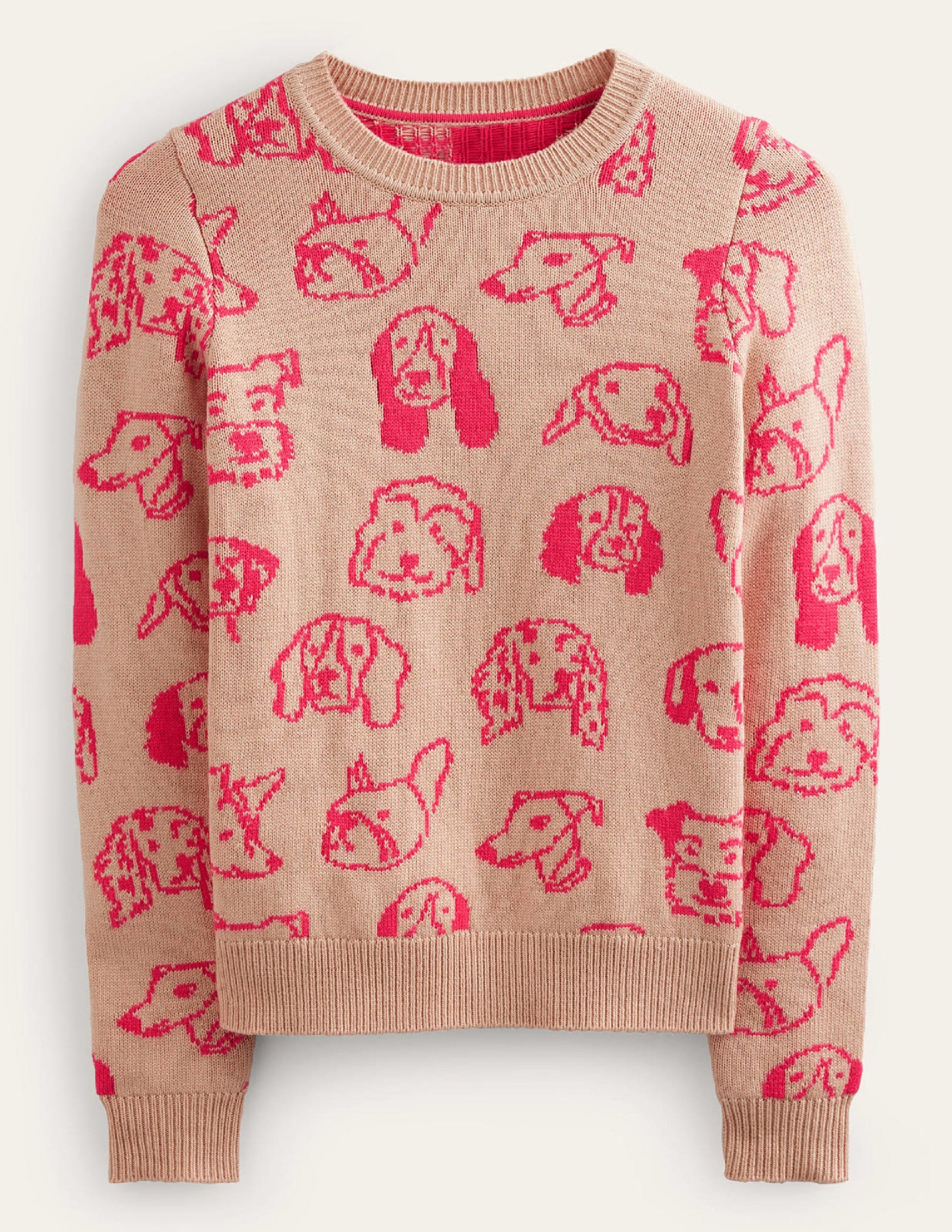 Heather Jacquard Jumper-Chinchilla, Raspberry Dogs-5