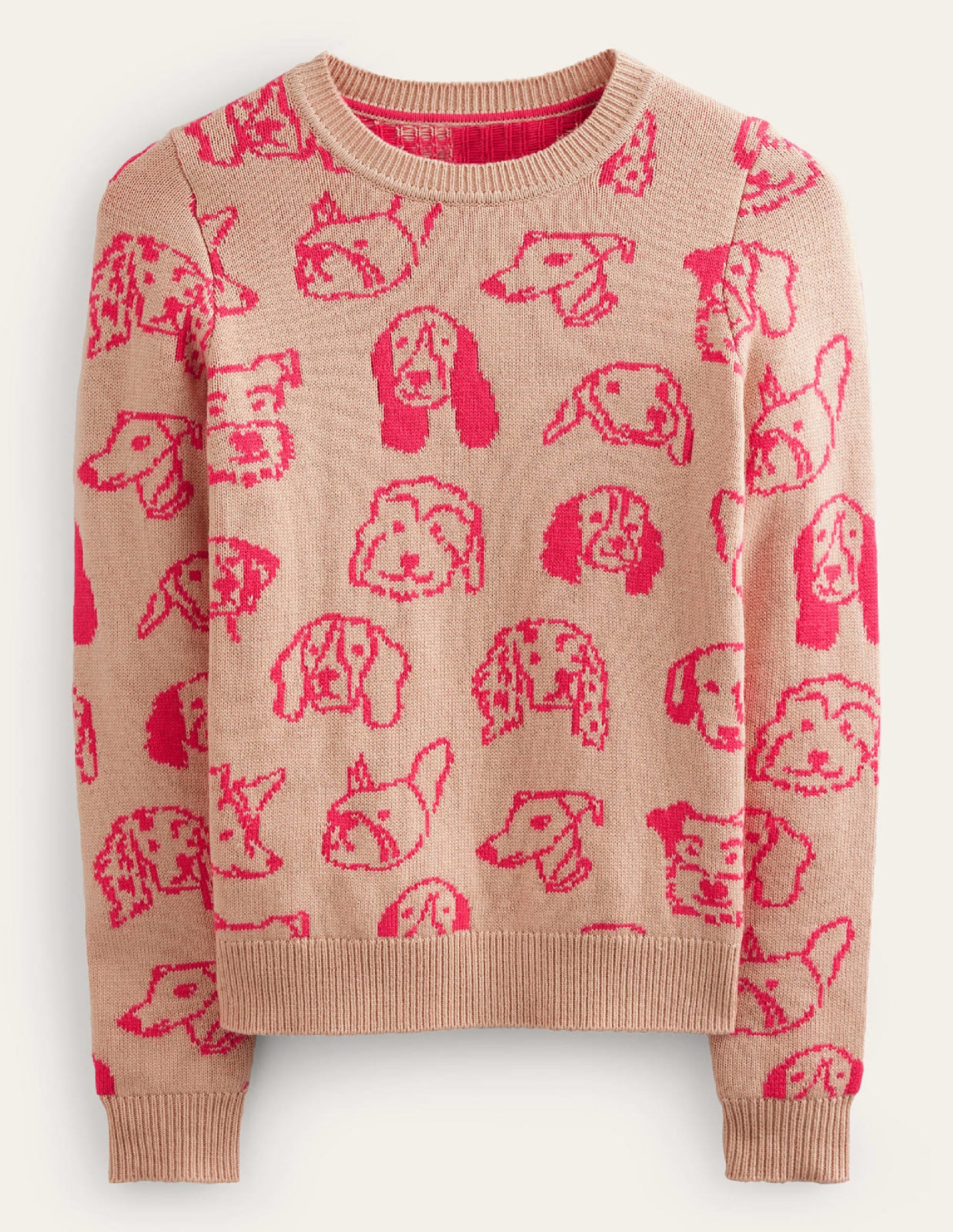 Heather Jacquard Jumper-Chinchilla, Raspberry Dogs - Image 5