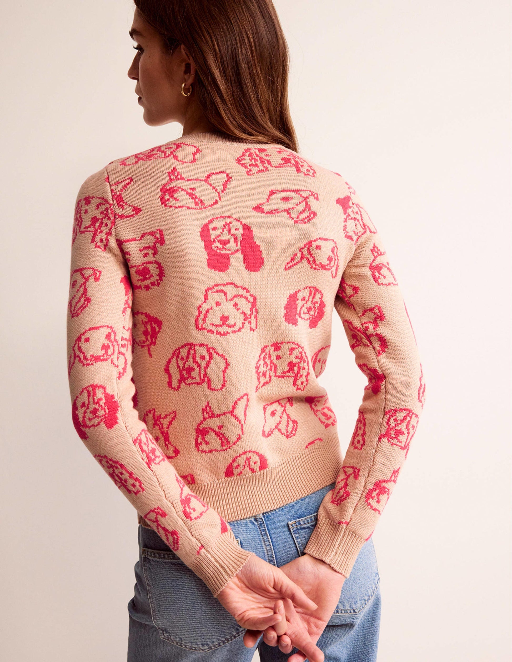 Heather Jacquard Jumper-Chinchilla, Raspberry Dogs-3