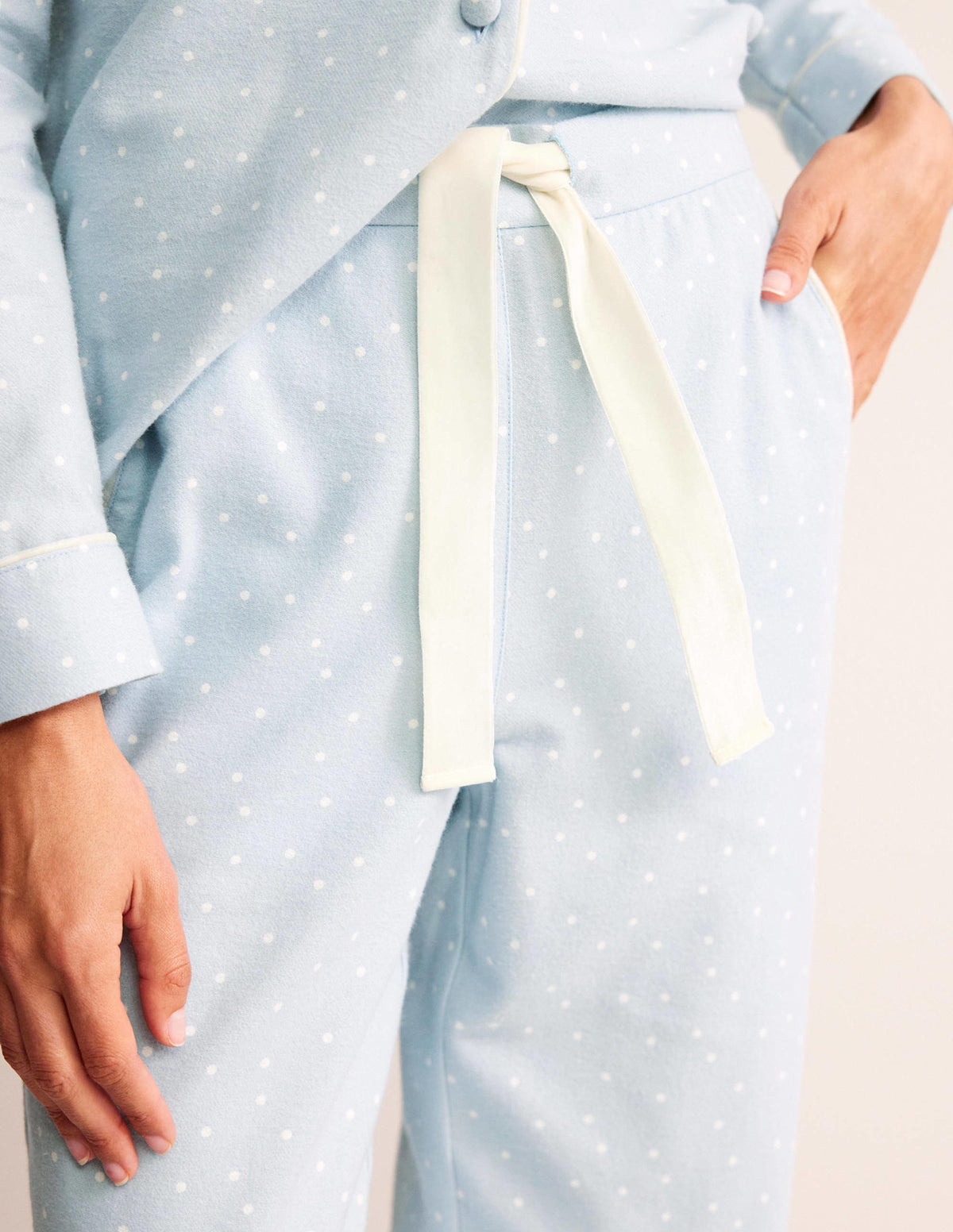 Brushed Cotton Pyjama Trousers-Surf, Spaced Dotty - Image 2