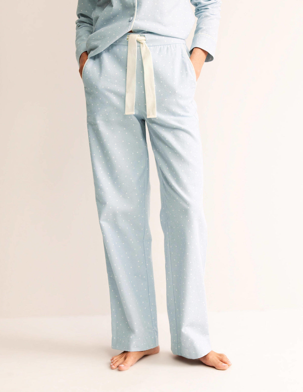 Brushed Cotton Pyjama Trousers-Surf, Spaced Dotty - Image 4