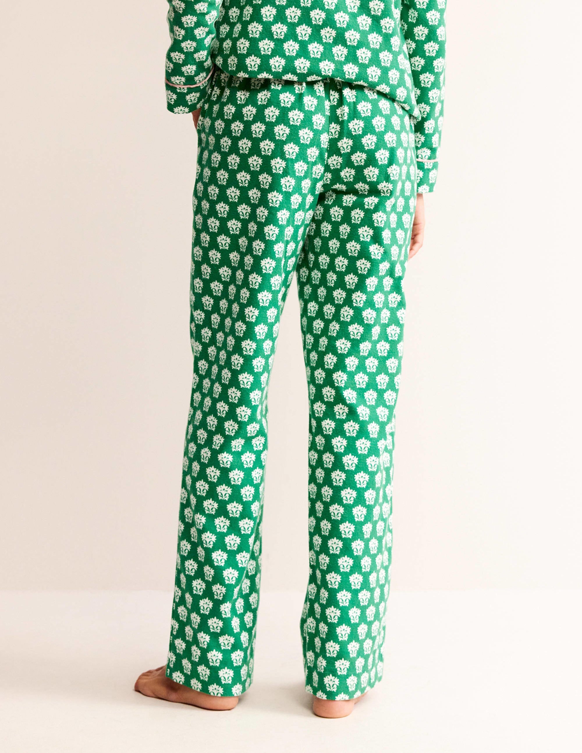 Brushed Cotton Pyjama Trousers-Veridian Green, Lily - Image 3