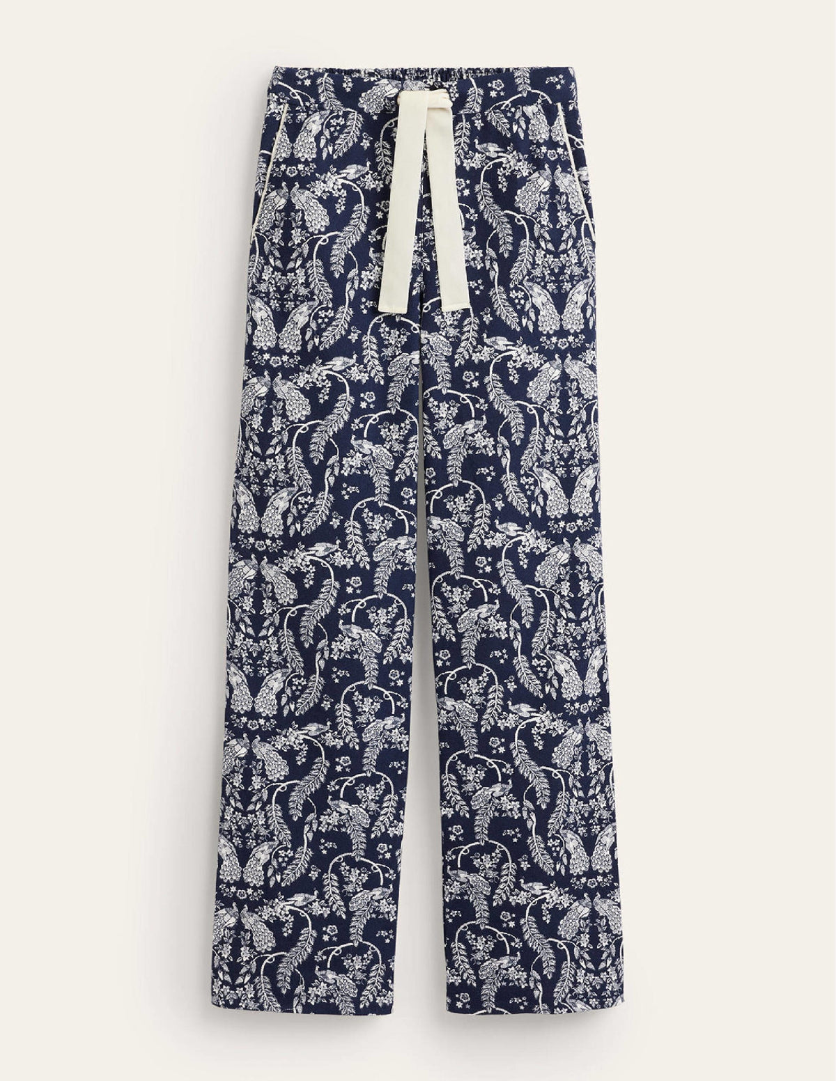 Brushed Cotton Pyjama Trousers-French Navy, Peacock - Image 6