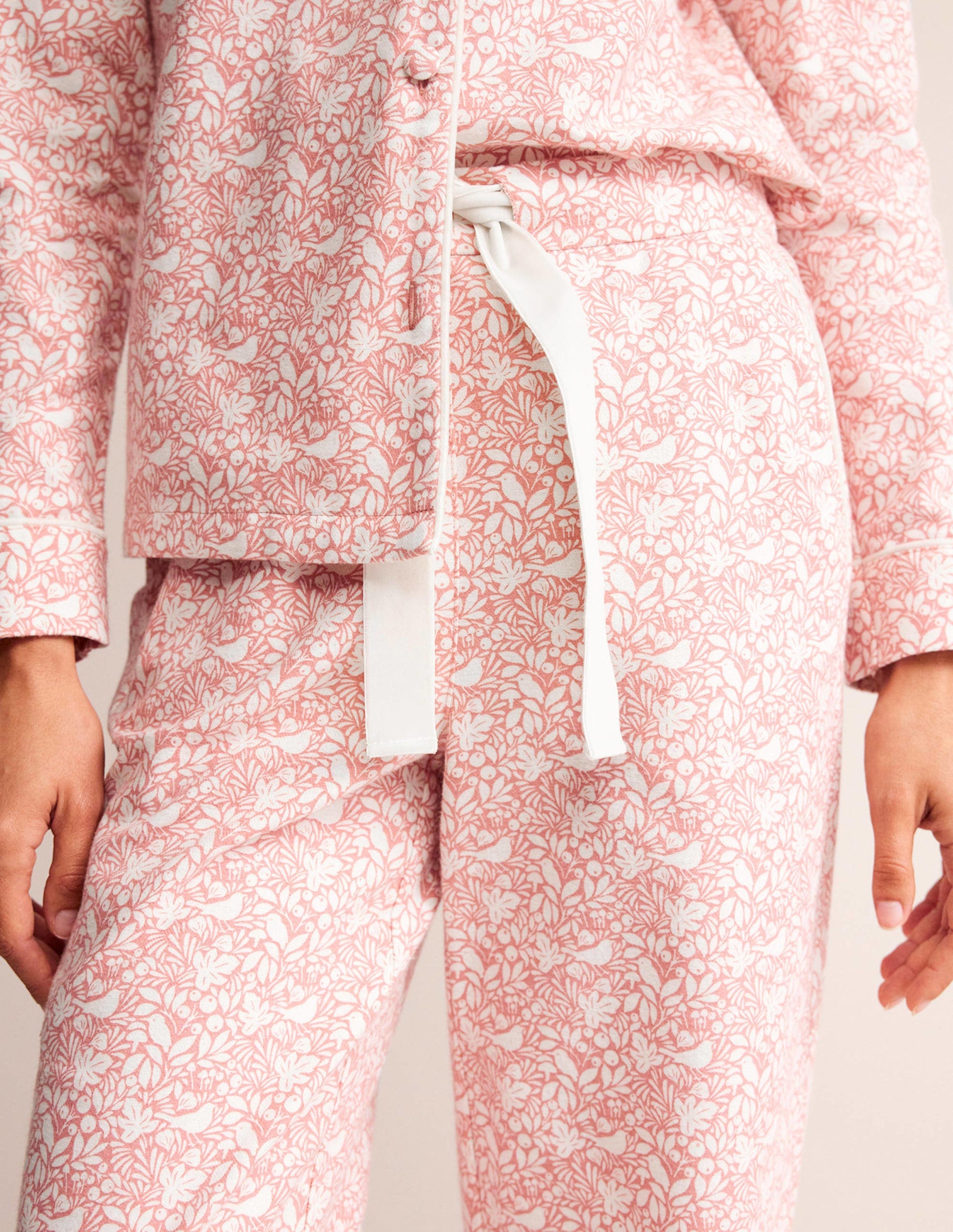 Brushed Cotton Pyjama Trousers-Rosette Blush, Forest Meadow-3