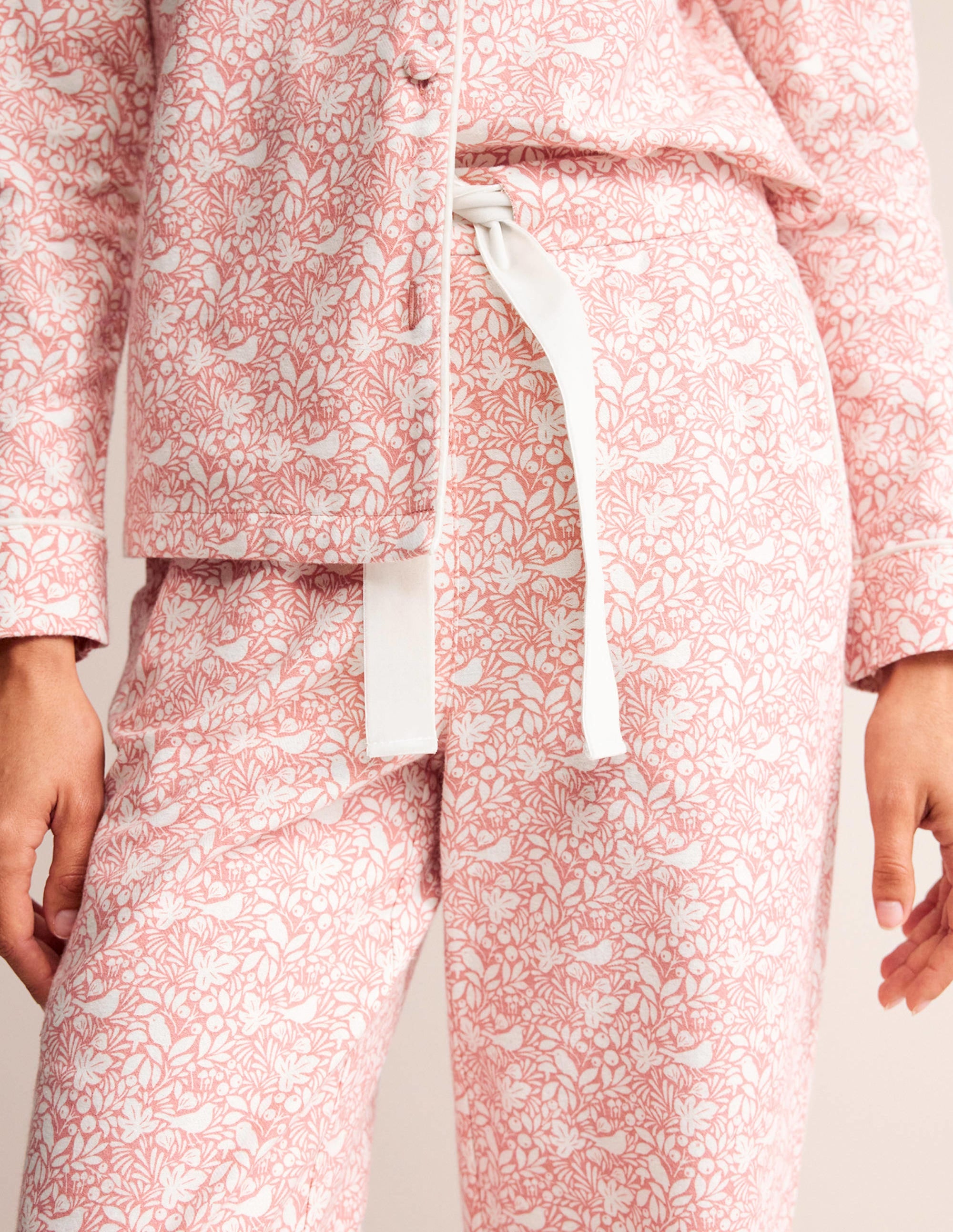 Brushed Cotton Pyjama Trousers-Rosette Blush, Forest Meadow - Image 3