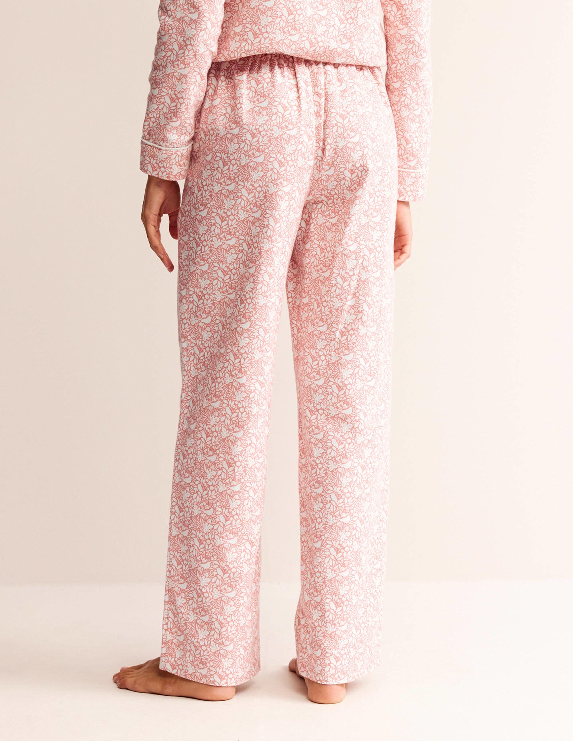 Brushed Cotton Pyjama Trousers-Rosette Blush, Forest Meadow - Image 4