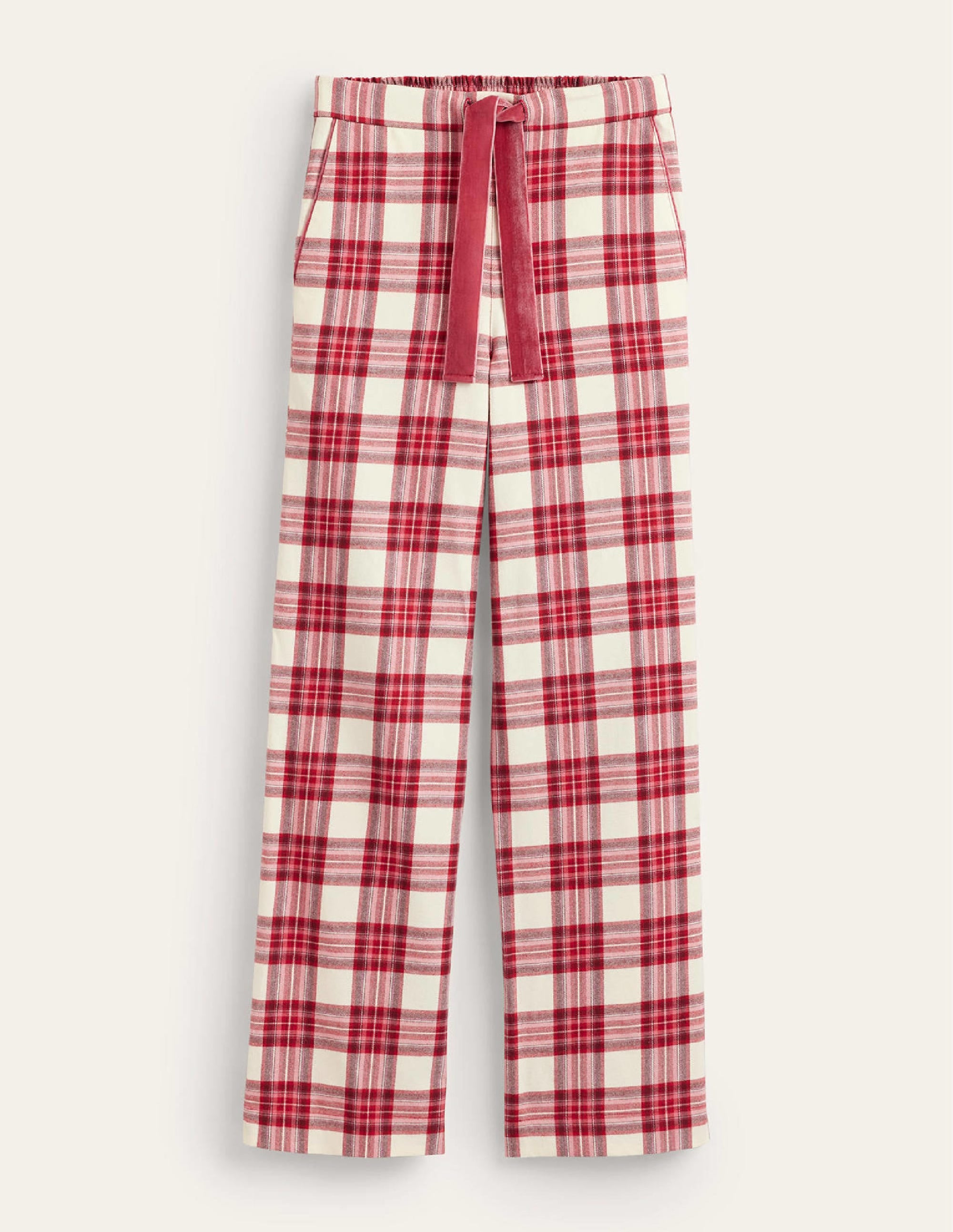 Brushed Cotton Pyjama Trousers-Tonal Reds Check - Image 6