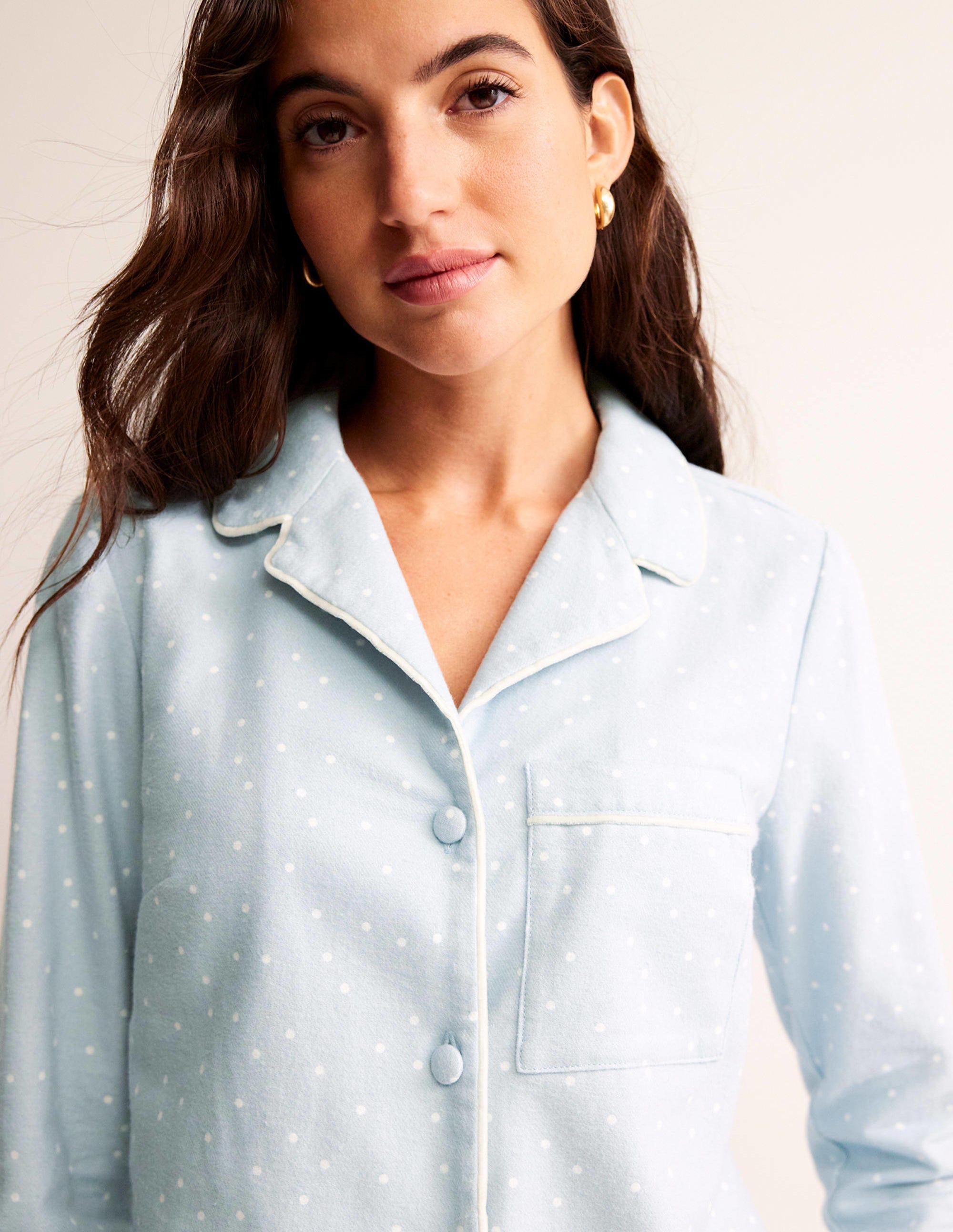 Brushed Cotton Pyjama Shirt-Surf, Spaced Dotty - Image 2
