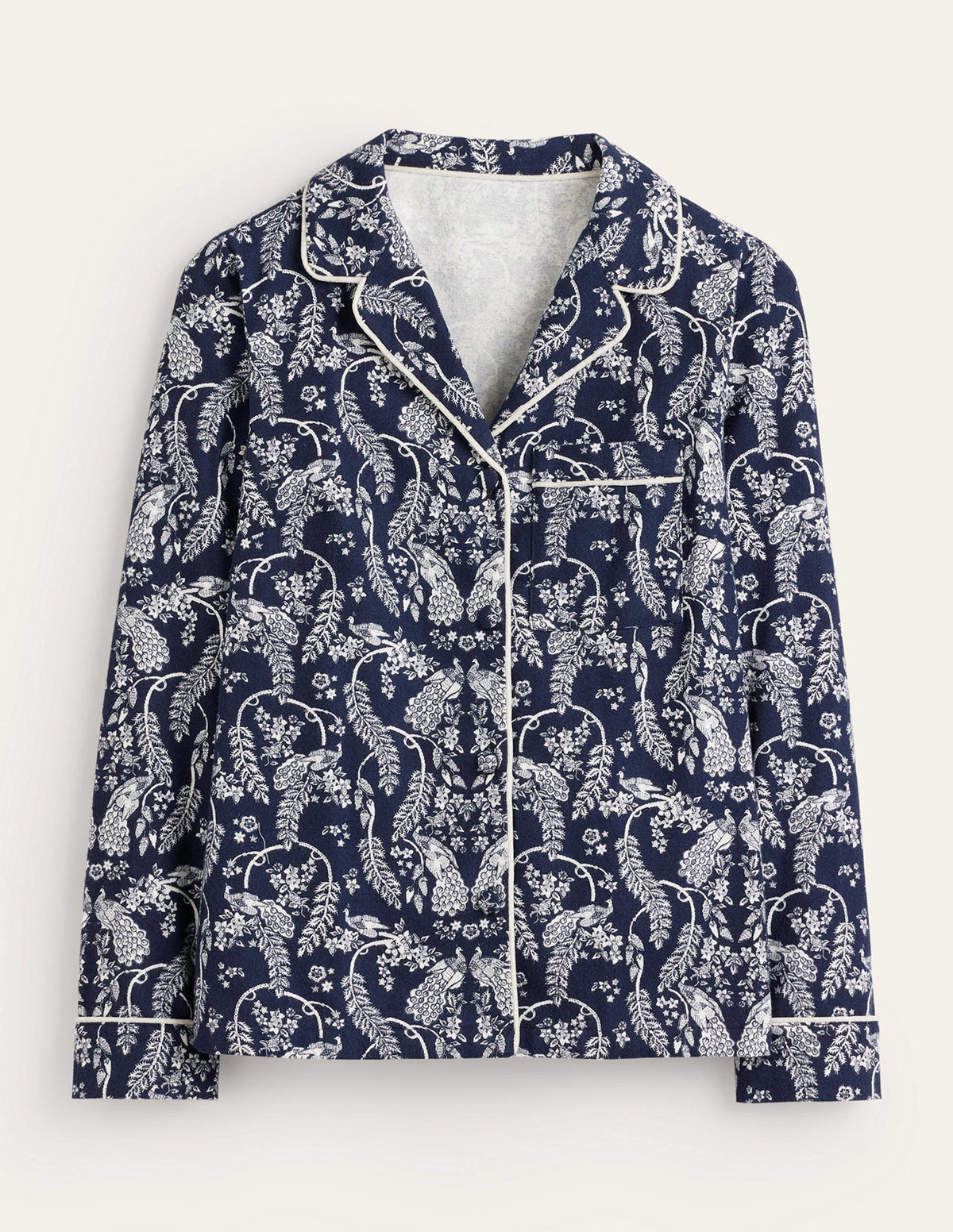 Brushed Cotton Pyjama Shirt-French Navy, Peacock - Image 6