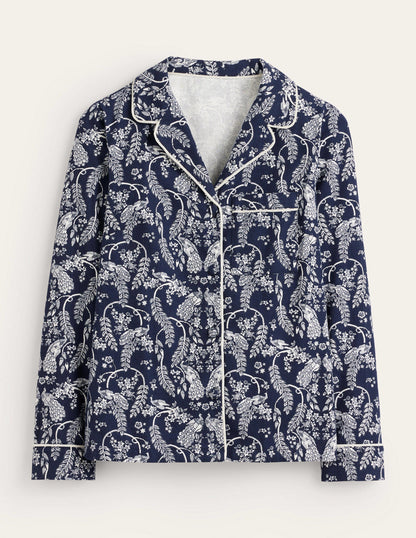 Brushed Cotton Pyjama Shirt-French Navy, Peacock-6