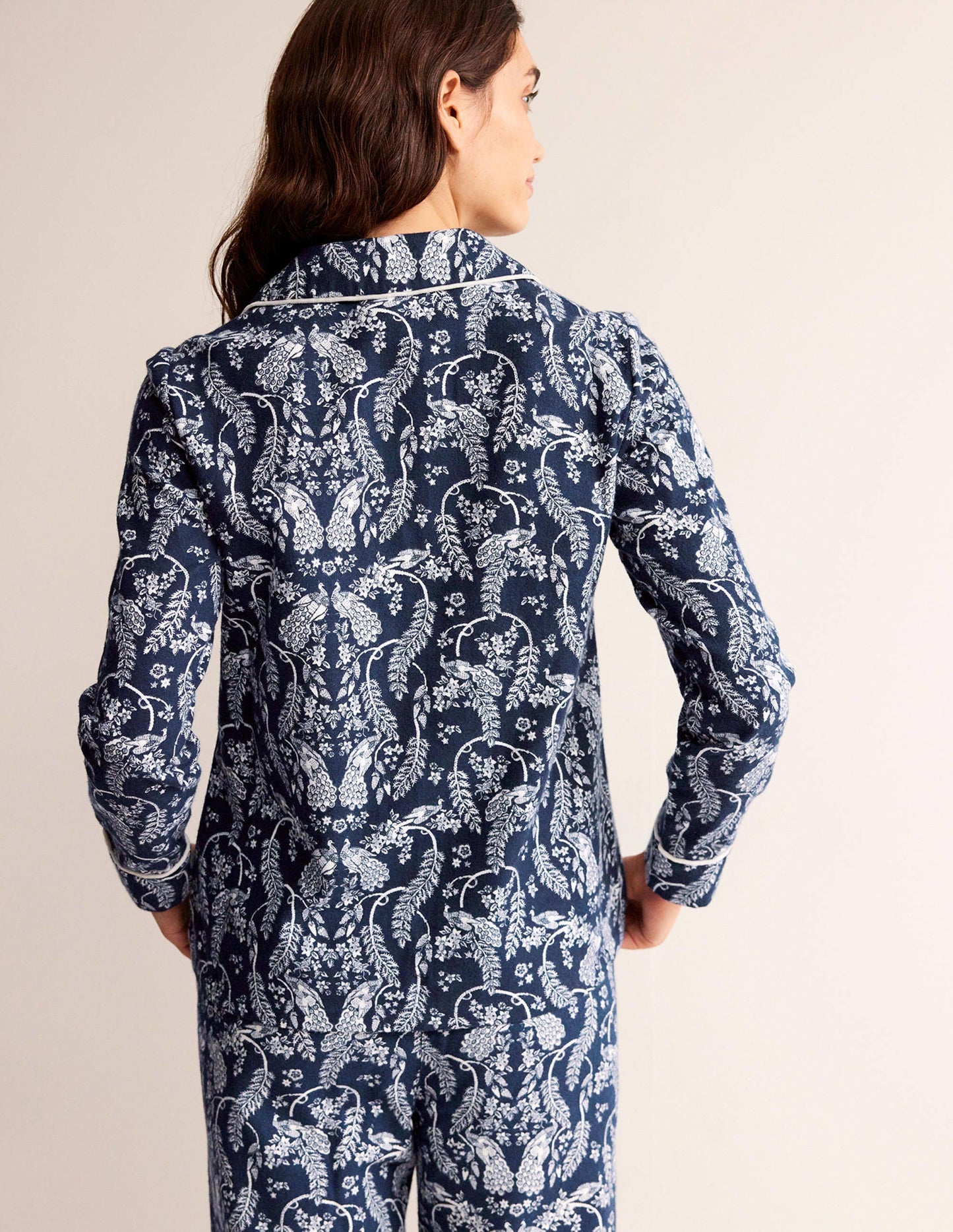 Brushed Cotton Pyjama Shirt-French Navy, Peacock