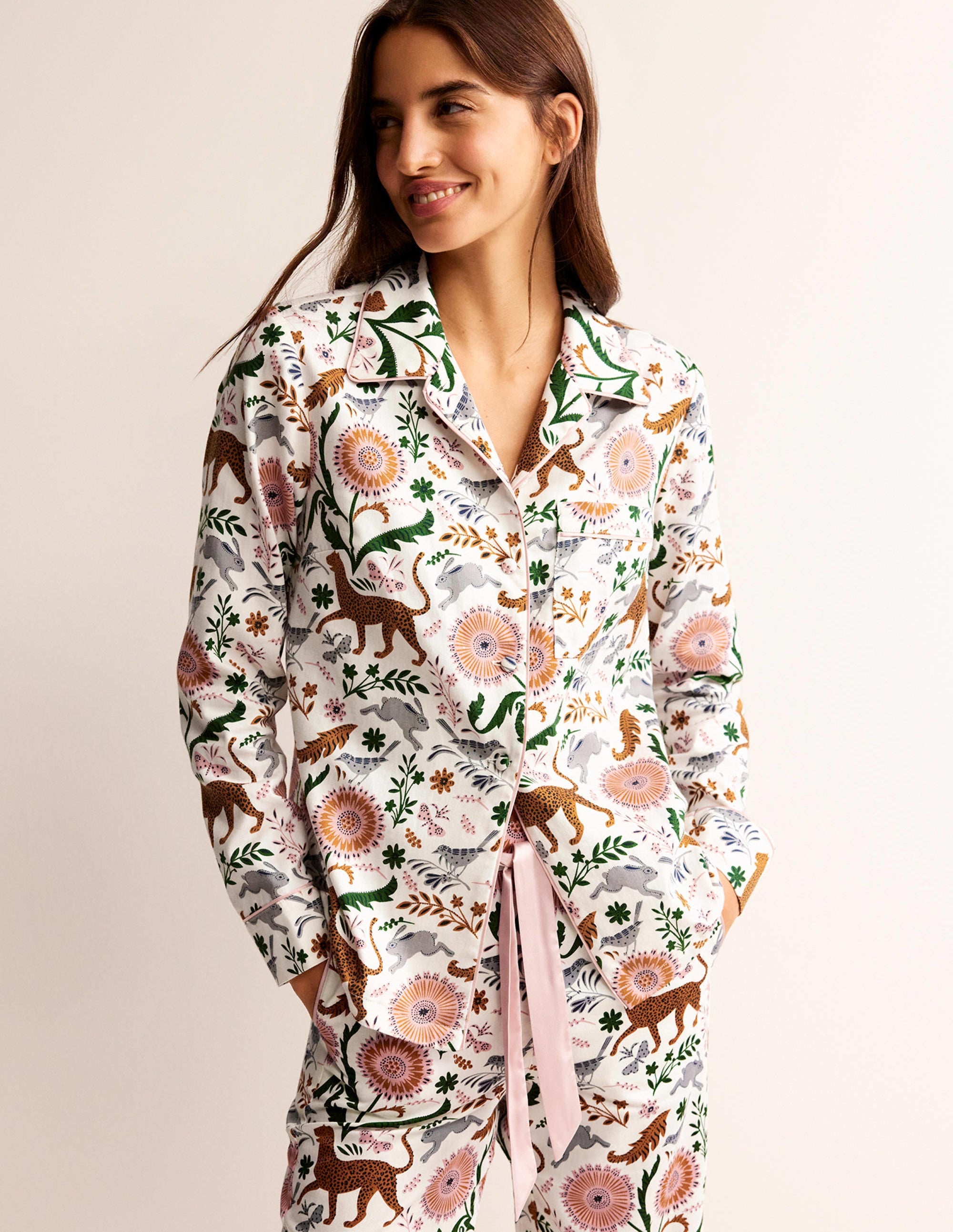Cotton Sateen Pyjama Shirt-Ivory, Janet and Friends - Image 1