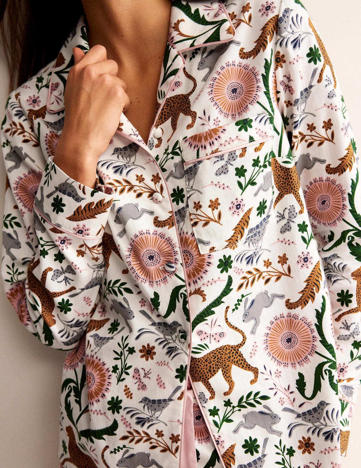 Cotton Sateen Pyjama Shirt-Ivory, Janet and Friends - Image 2