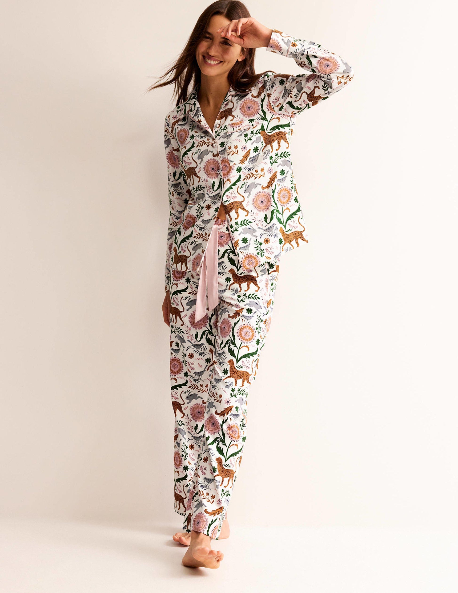 Cotton Sateen Pyjama Shirt-Ivory, Janet and Friends-4