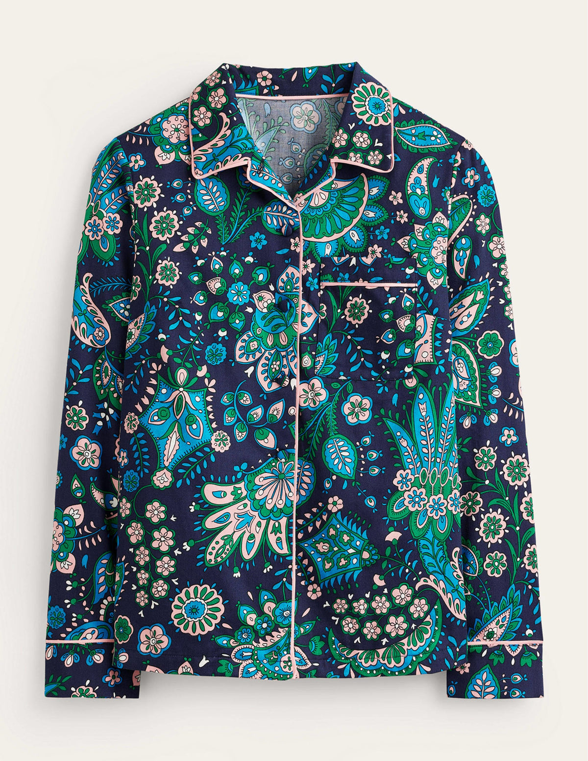 Cotton Sateen Pyjama Shirt-Multi, Azalea Bloom-5