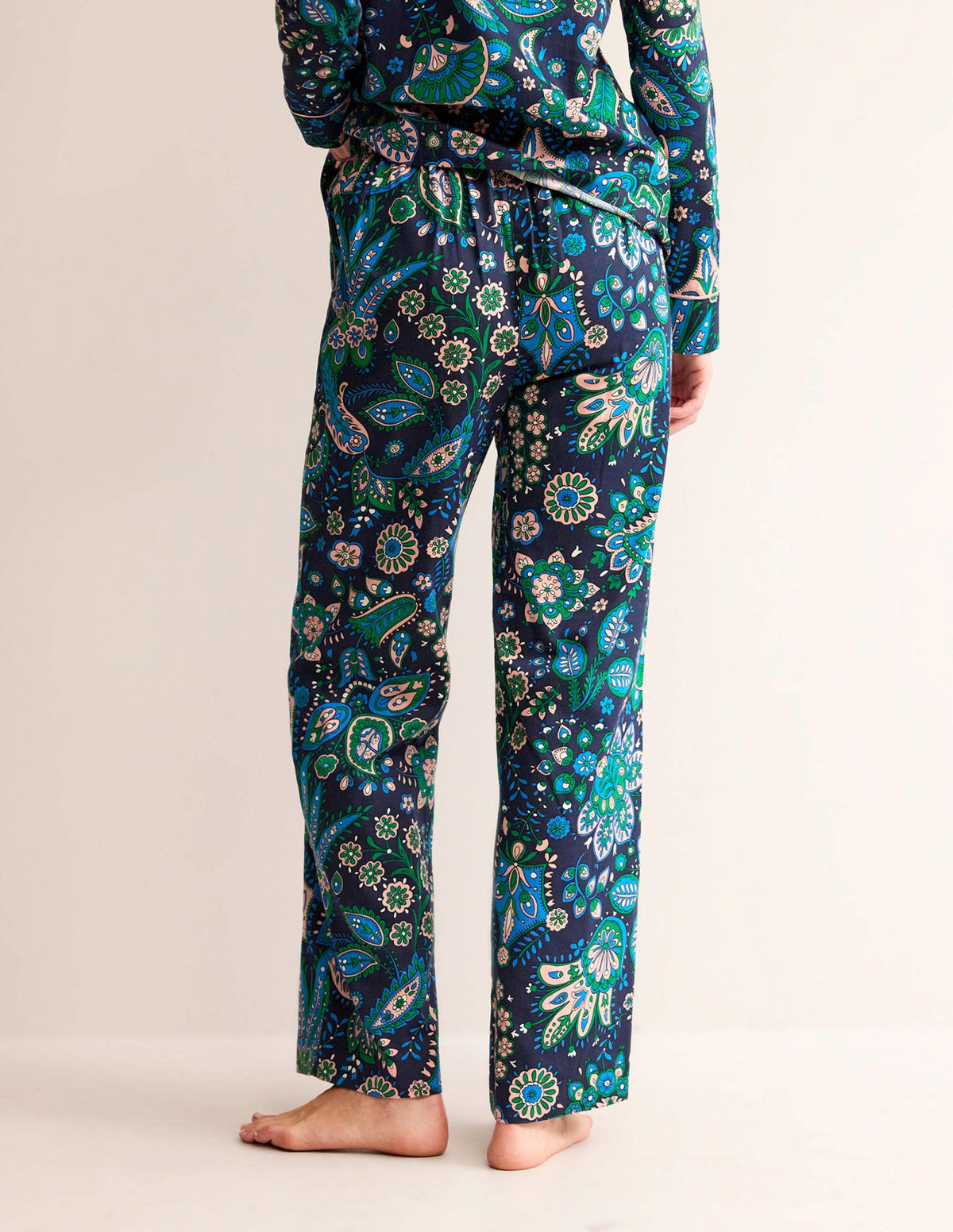 Cotton Sateen Pyjama Trousers-Multi, Azalea Bloom - Image 3