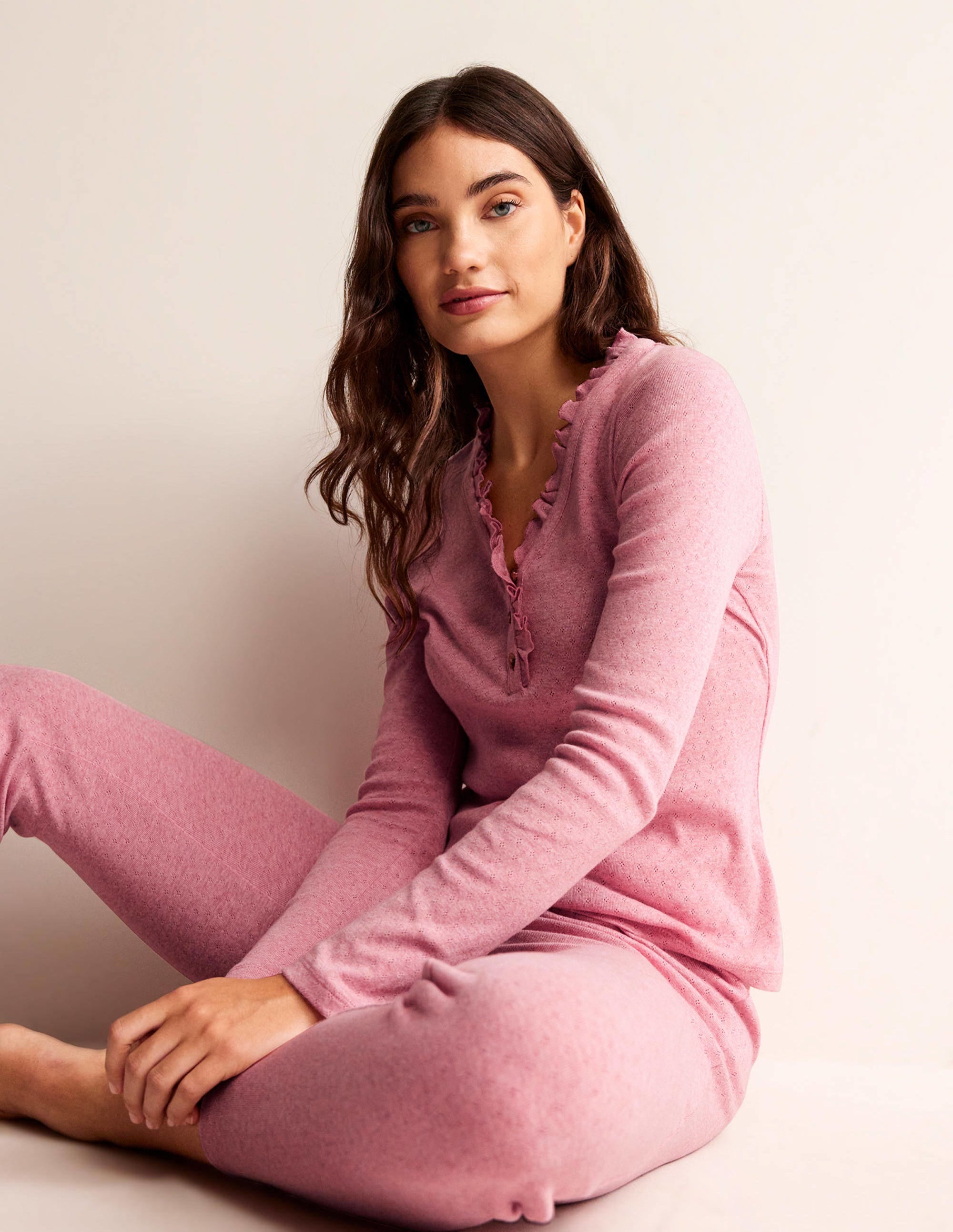 Henley Pyjama Top-Pink - Image 4