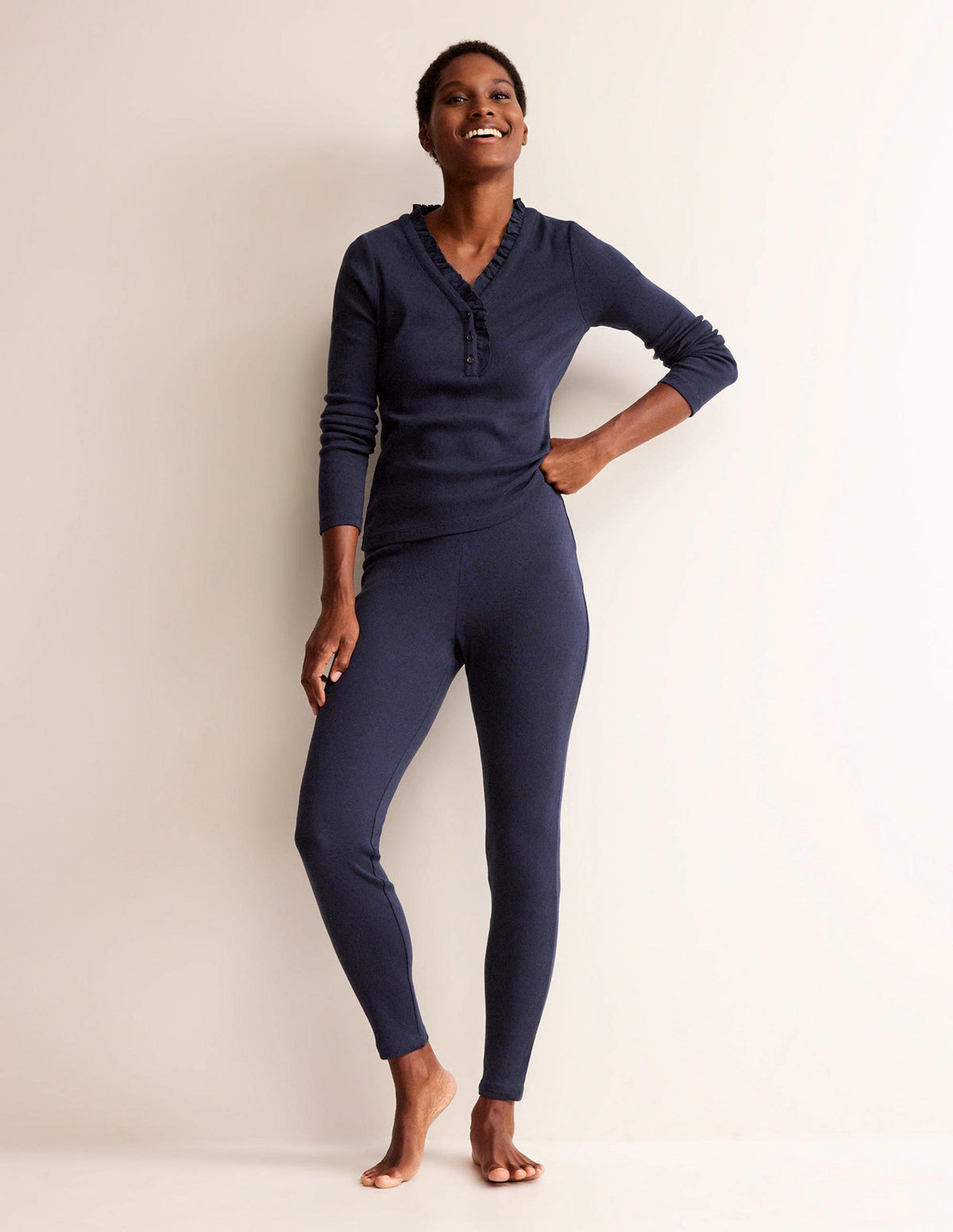 Jersey Pyjama Leggings-Navy - Image 1
