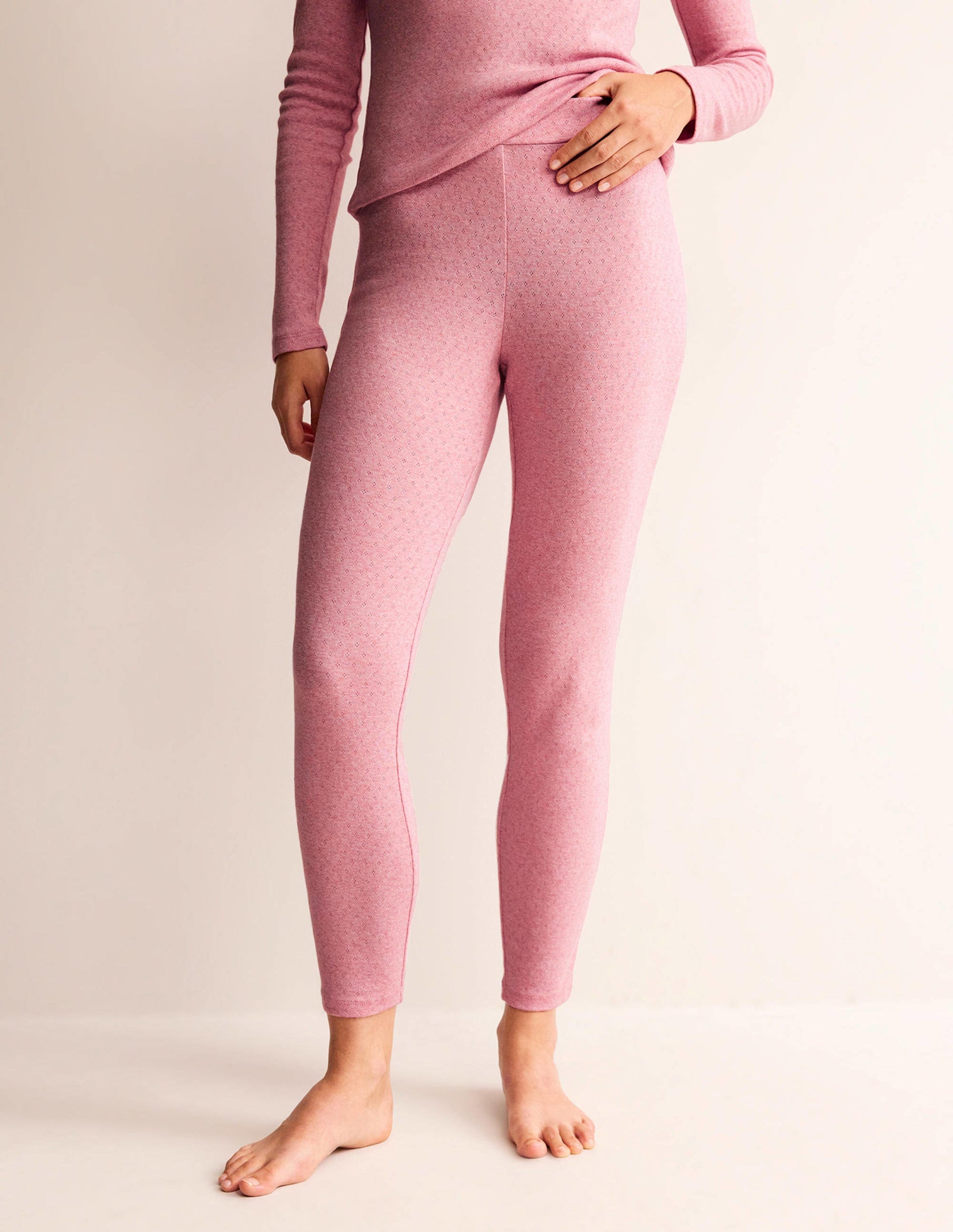 Jersey Pyjama Leggings-Light Pink Marl-4