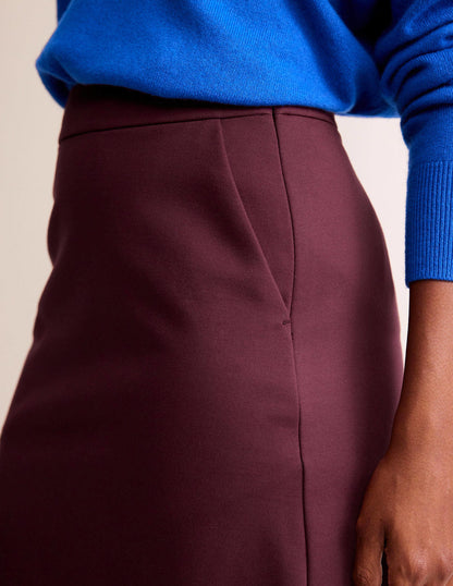 Ponte A-line Mini Skirt-Burgundy-2