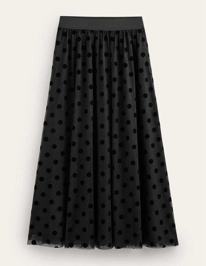 Tulle Full Midi Skirt-Black Spot-8