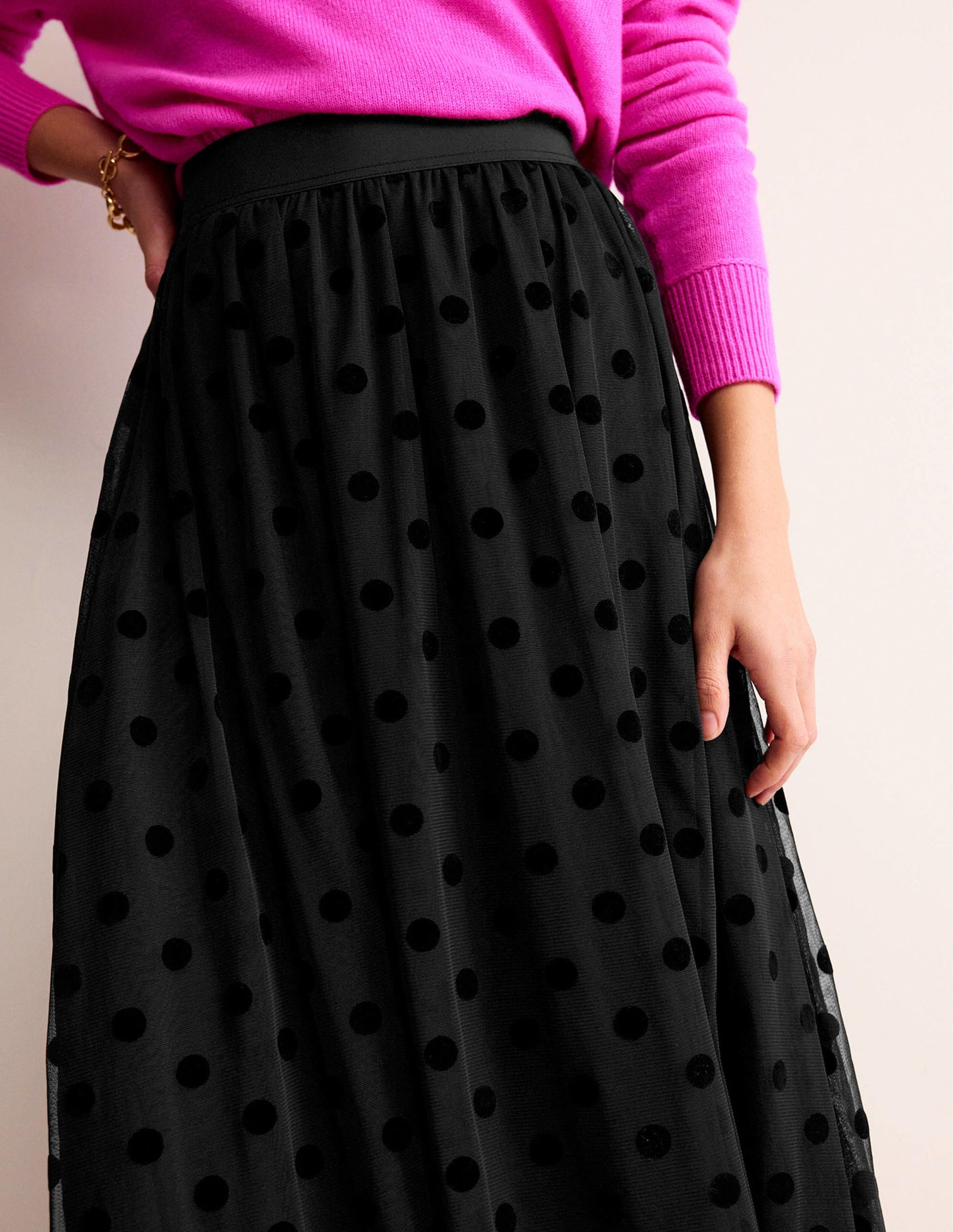 Tulle Full Midi Skirt-Black Spot-2