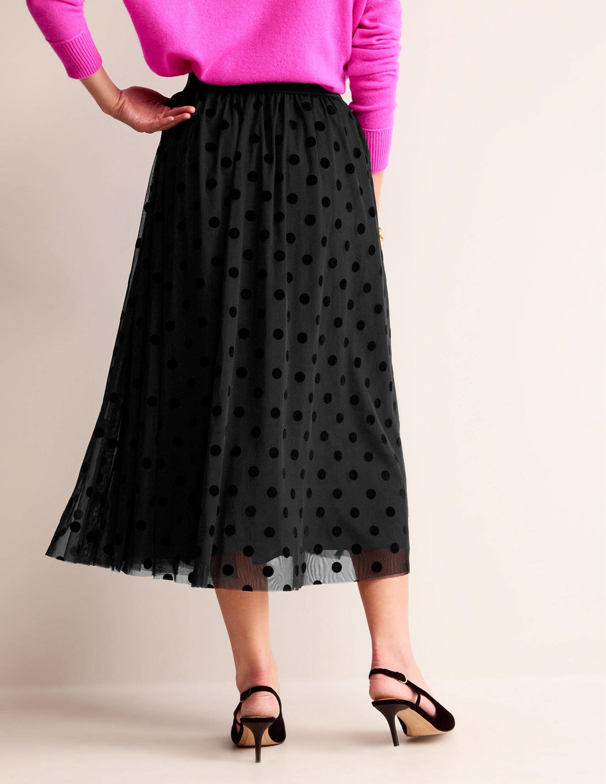 Tulle Full Midi Skirt-Black Spot-3