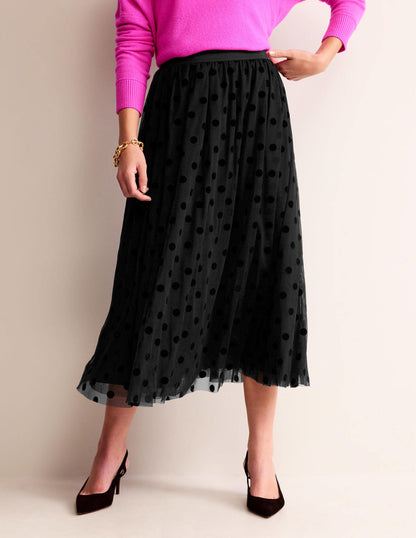 Tulle Full Midi Skirt-Black Spot-4