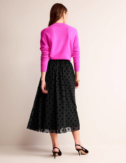 Tulle Full Midi Skirt-Black Spot-6