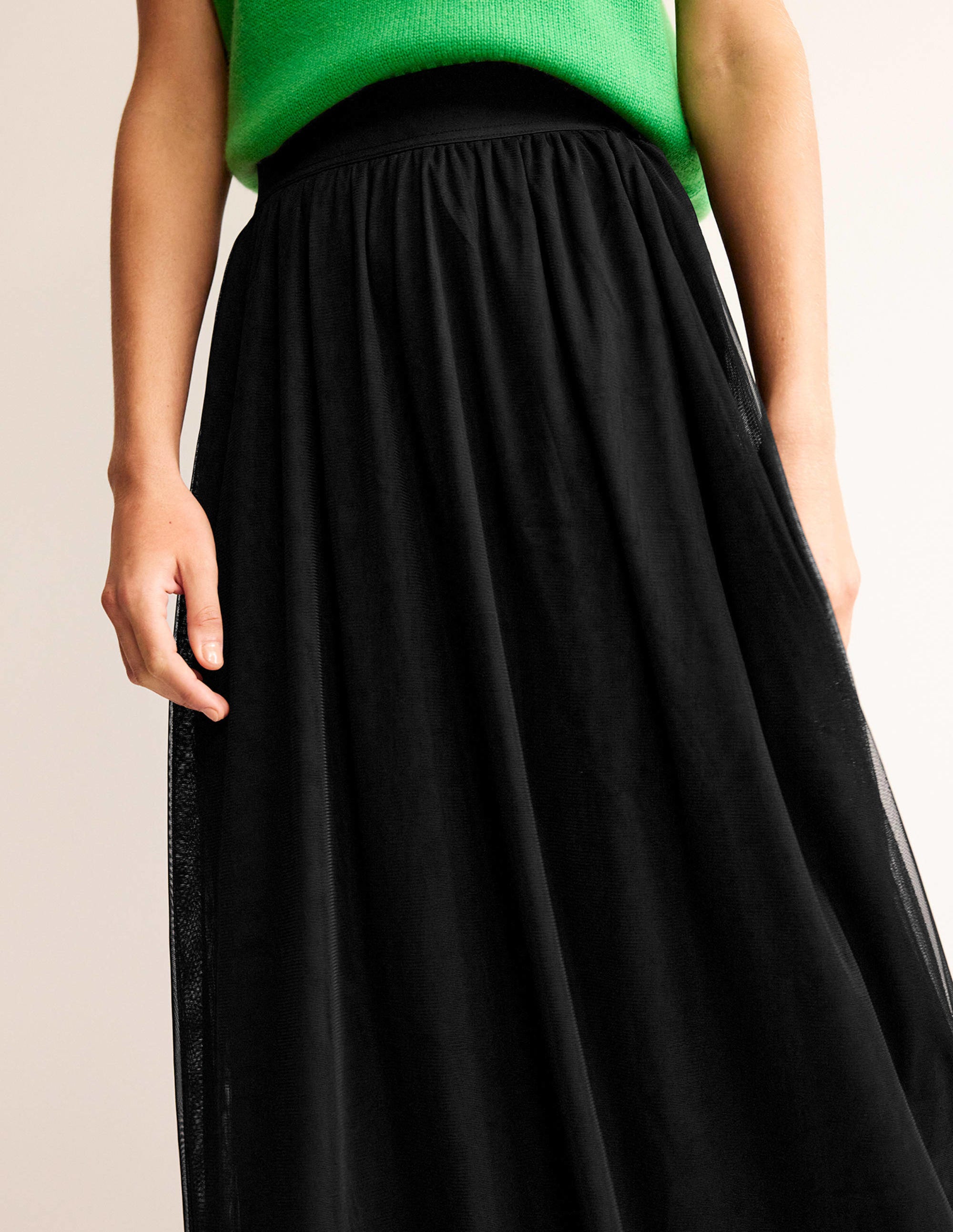 Tulle Full Midi Skirt-Black - Image 2