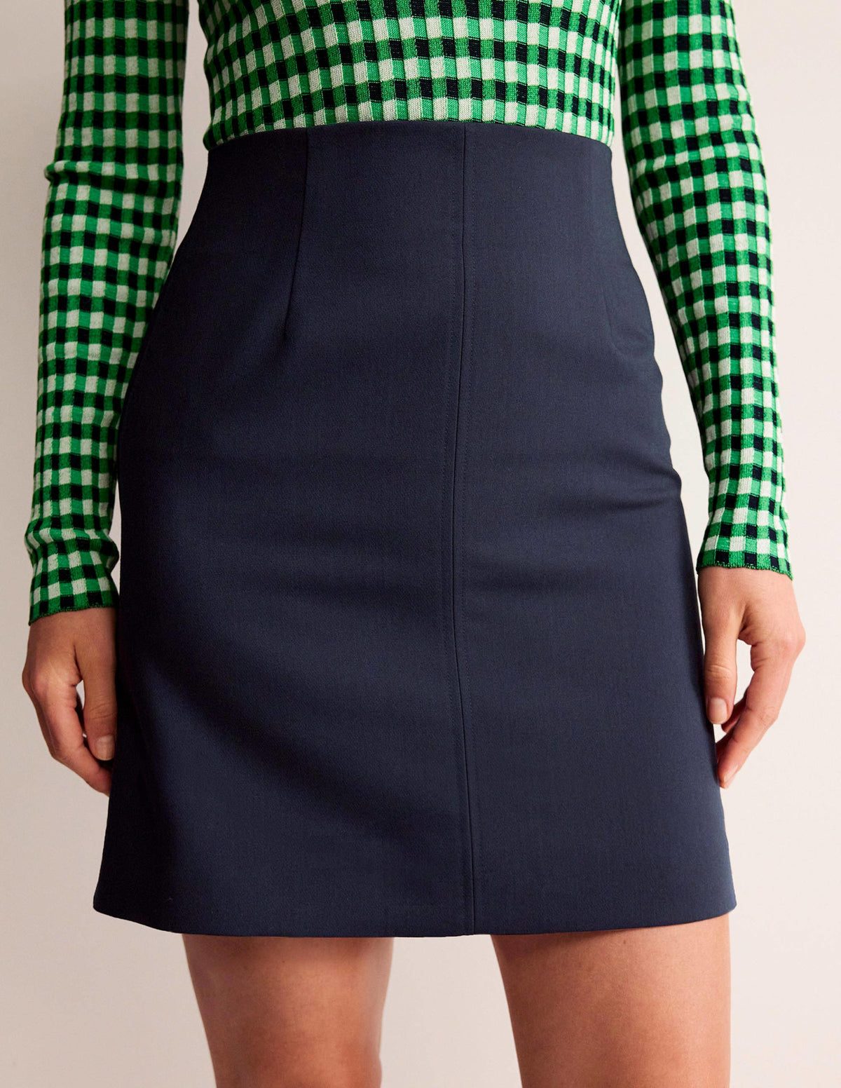 Bi-stretch Mini Skirt-Navy - Image 4