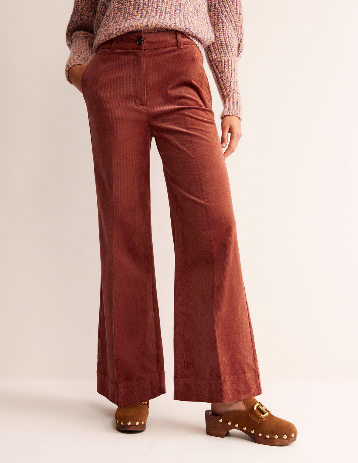 Wide-Leg Corduroy Trousers-Red Oak-4