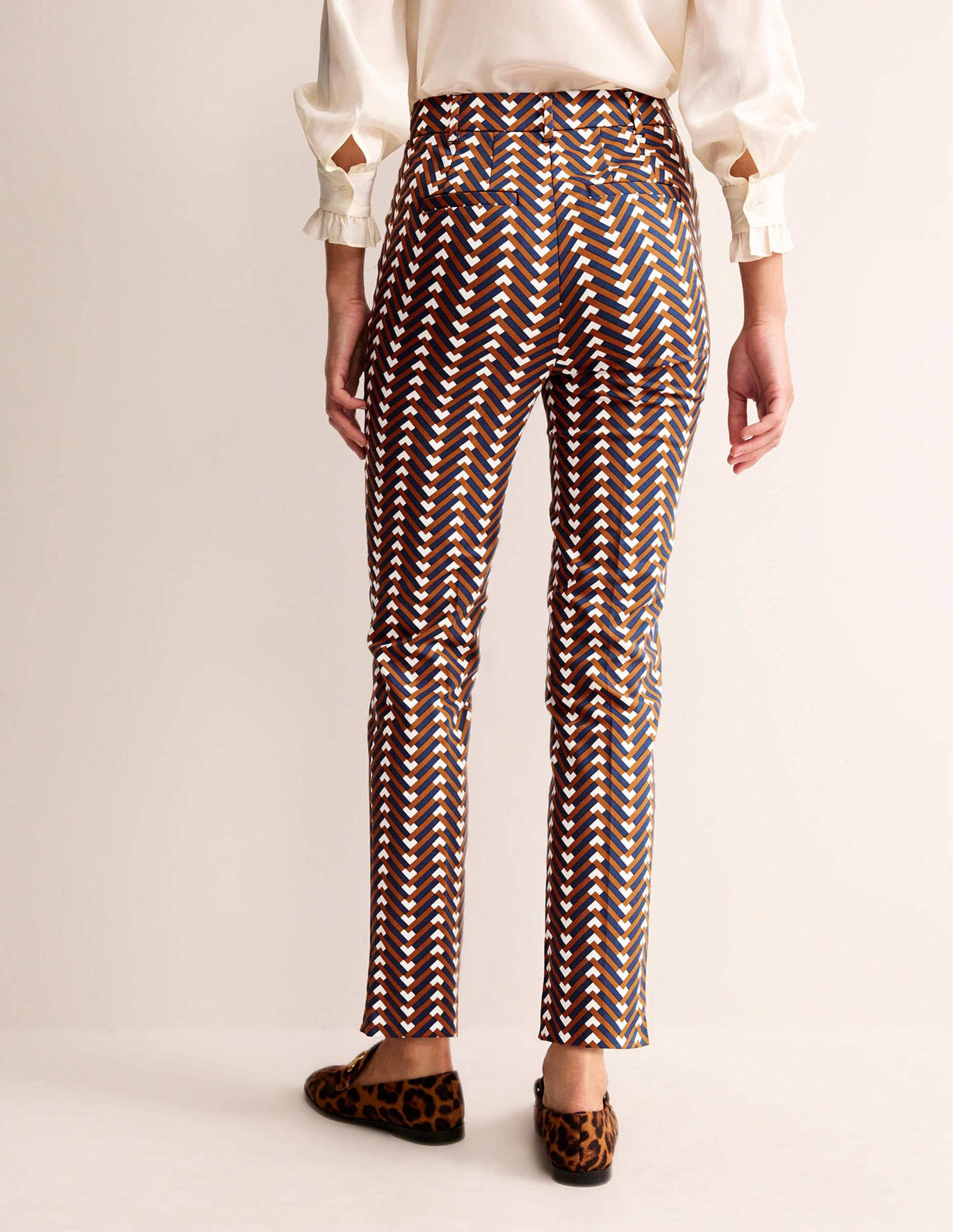 Highgate Printed Trousers-Pumpkin, Chevron Geo-3