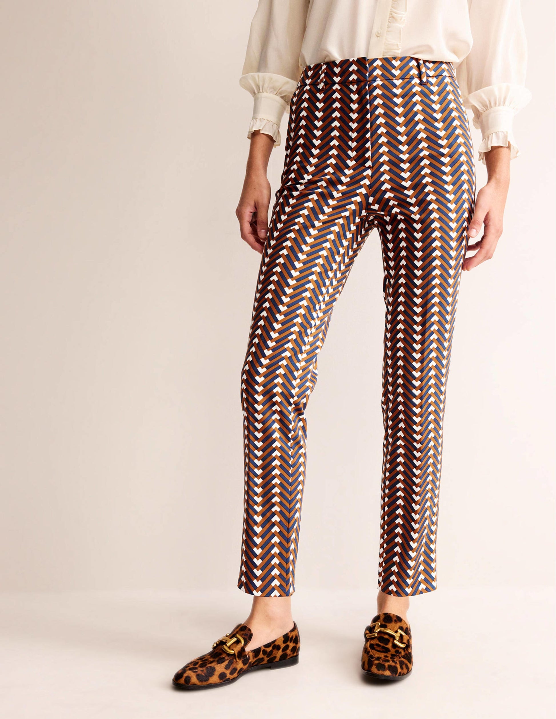 Highgate Printed Trousers-Pumpkin, Chevron Geo-4