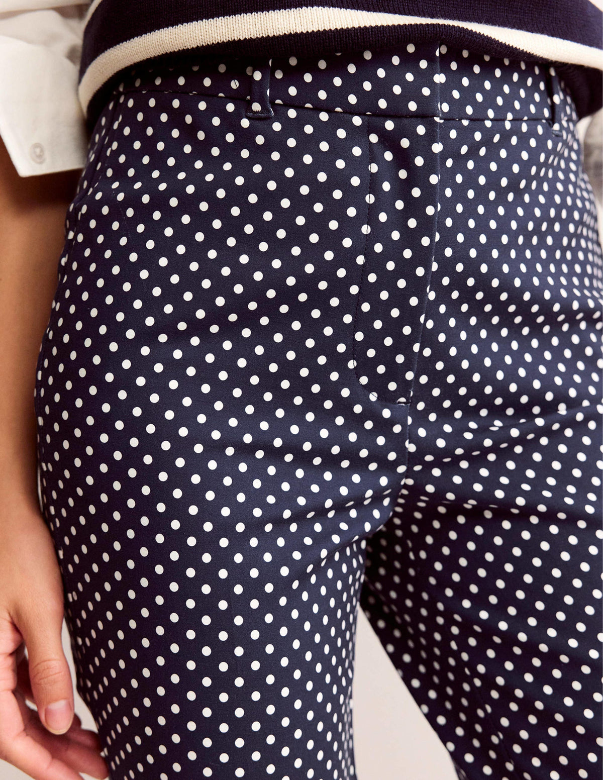 Highgate Printed Trousers-French Navy, Dotty - Image 2