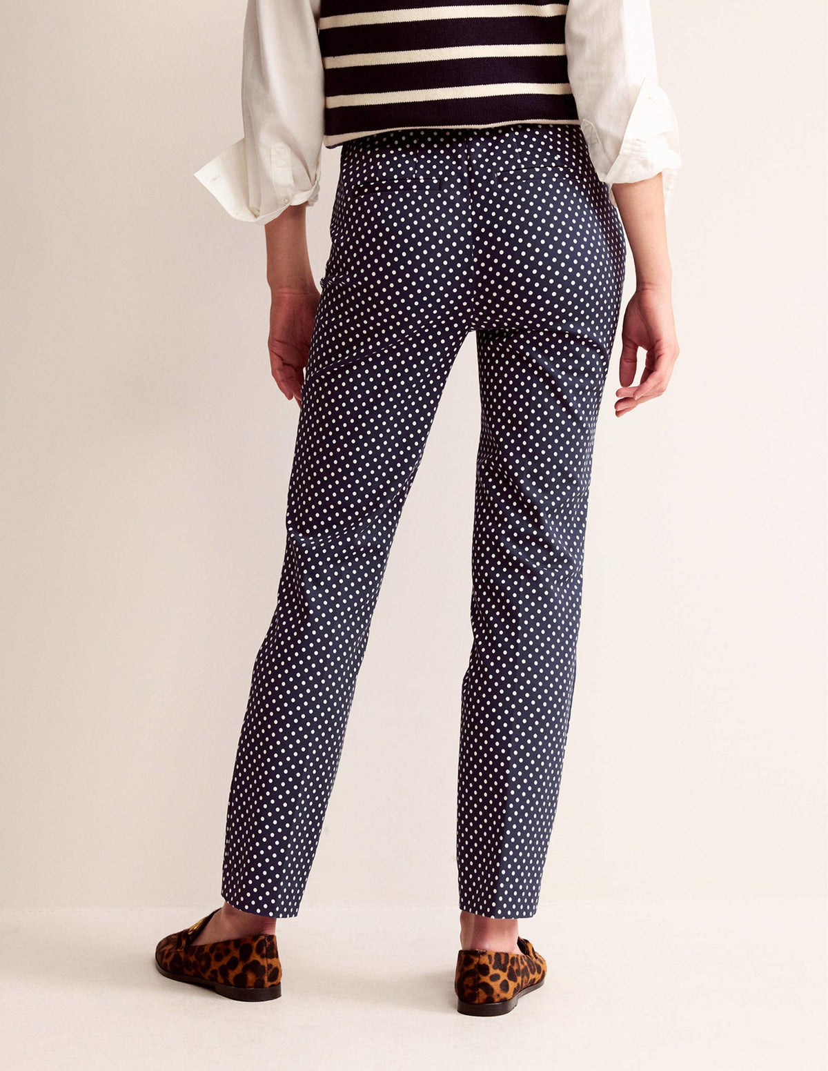 Highgate Printed Trousers-French Navy, Dotty - Image 3