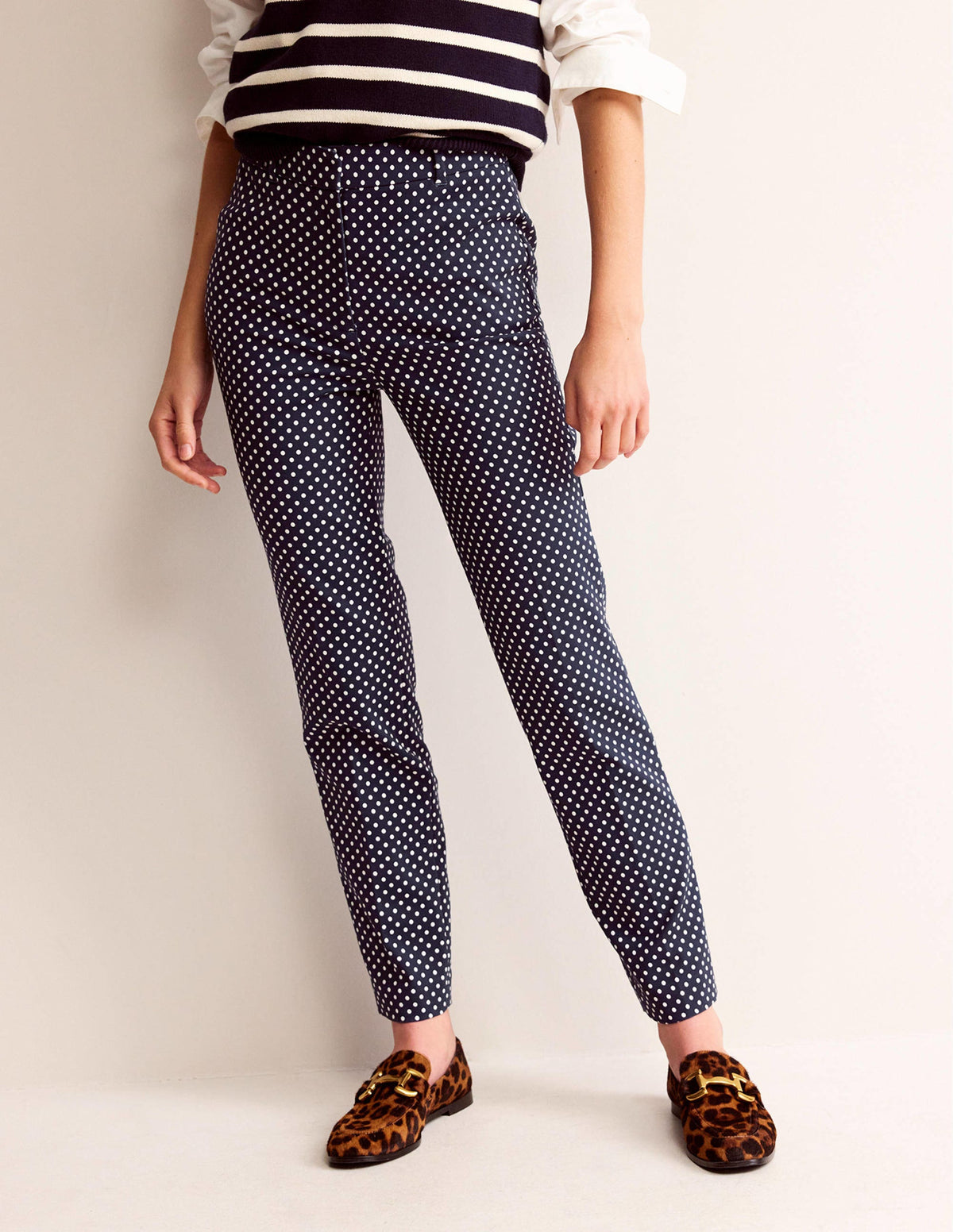 Highgate Printed Trousers-French Navy, Dotty - Image 4