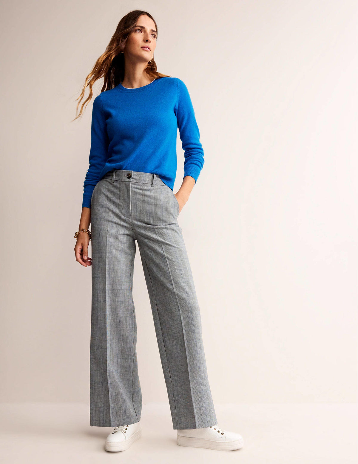 Westbourne Wool-Twill Trousers-Ivory, Charcoal and Blue Pow-1