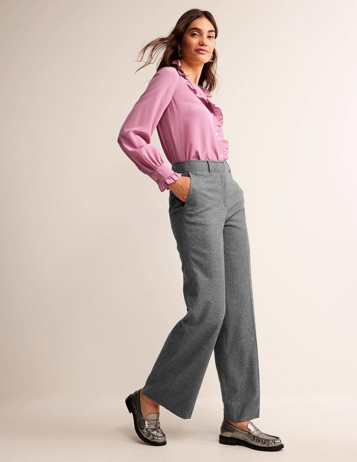 Westbourne Wool Trousers-Charcoal Marl - Image 1