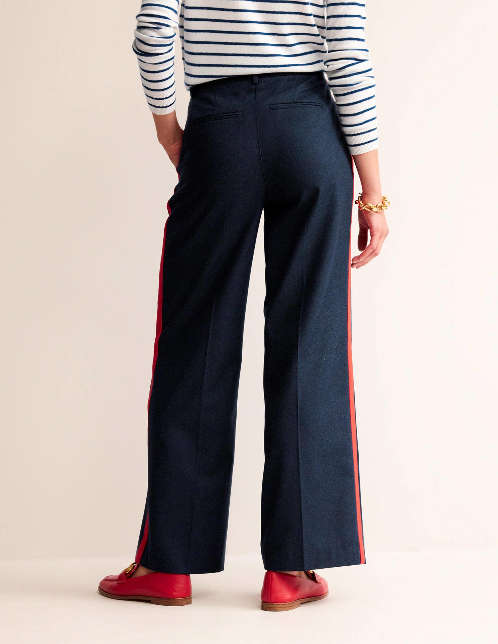 Westbourne Wool Trousers-Navy with Red Stripe - Image 3